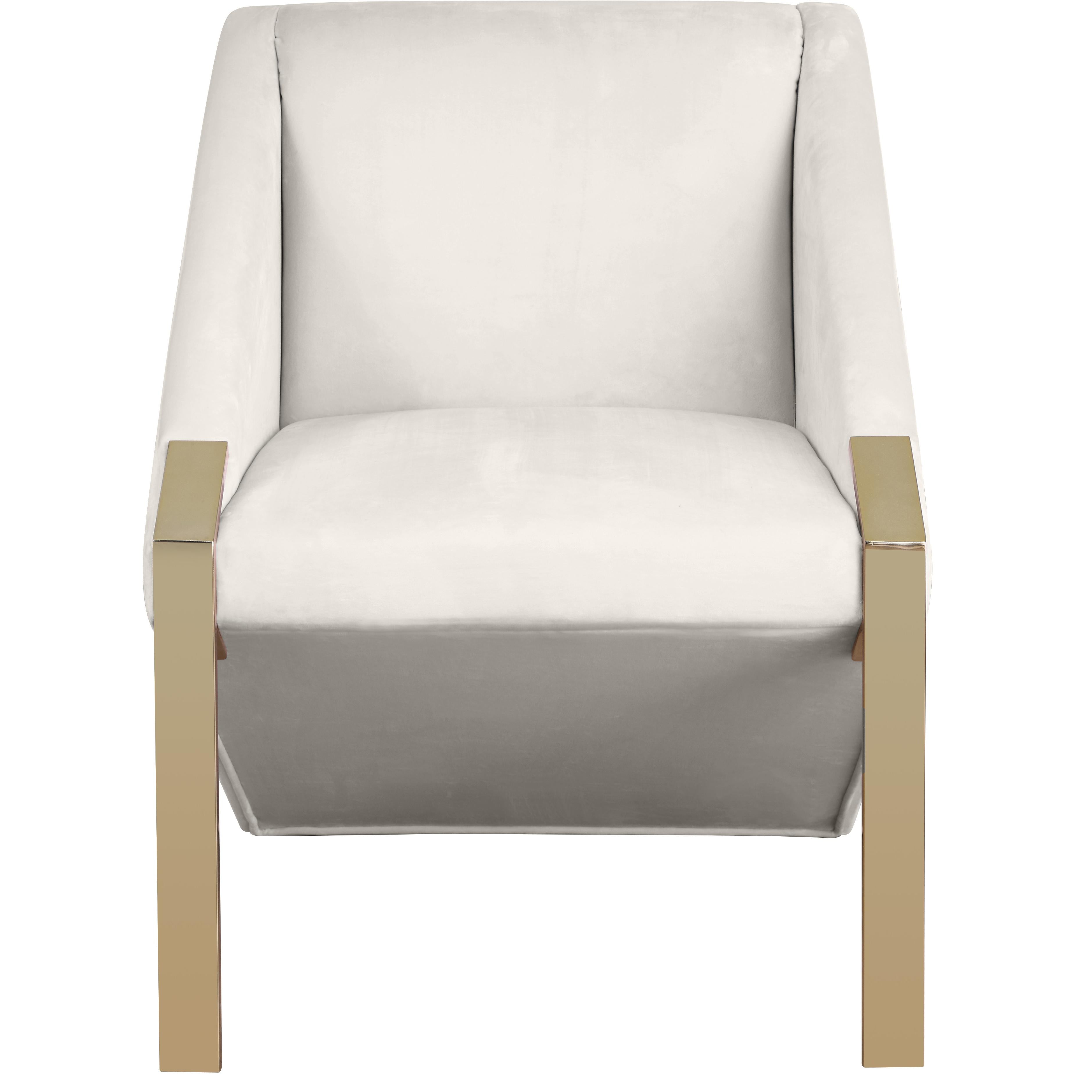 Meridian Rivet Cream Velvet Accent Chair