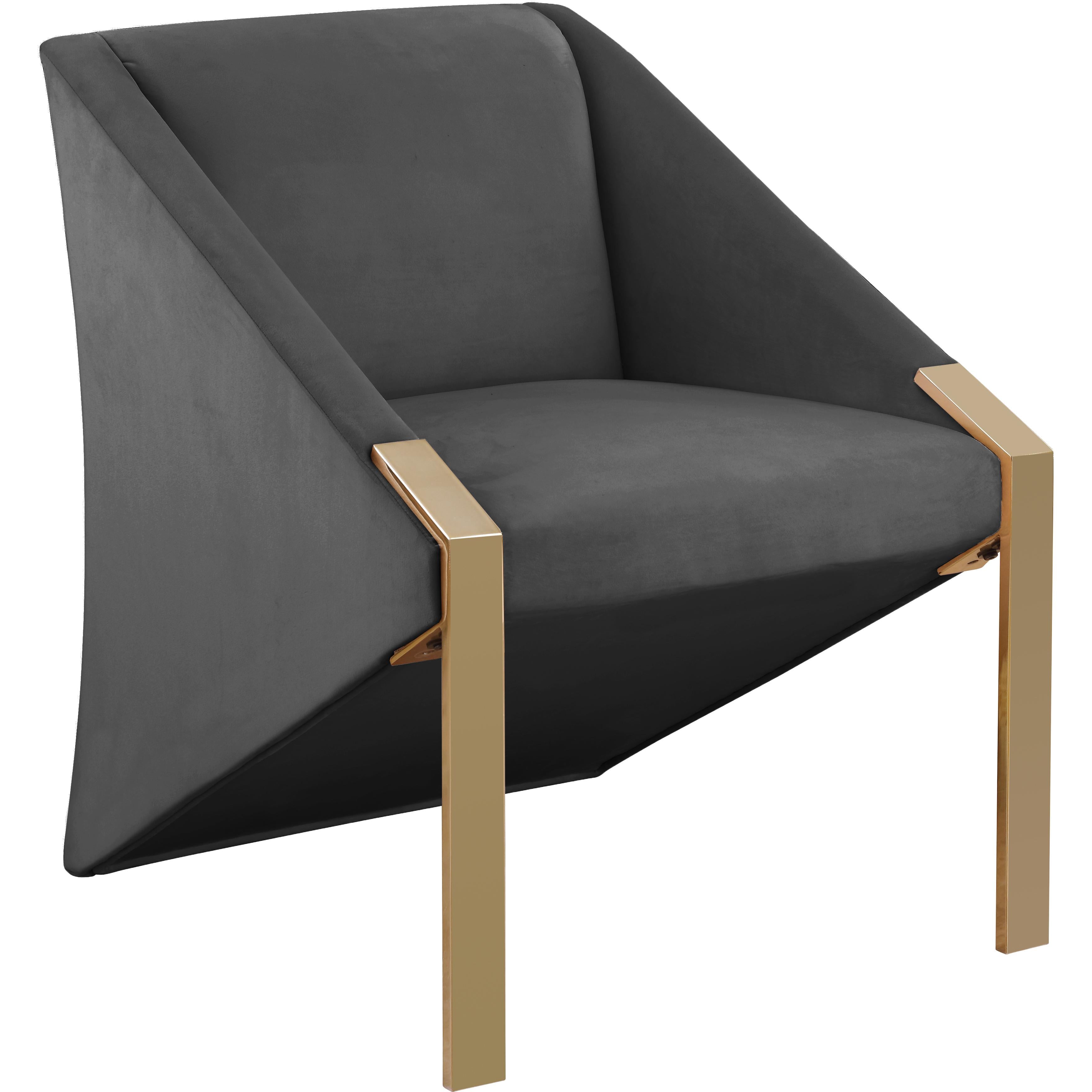 Meridian Rivet Grey Velvet Accent Chair