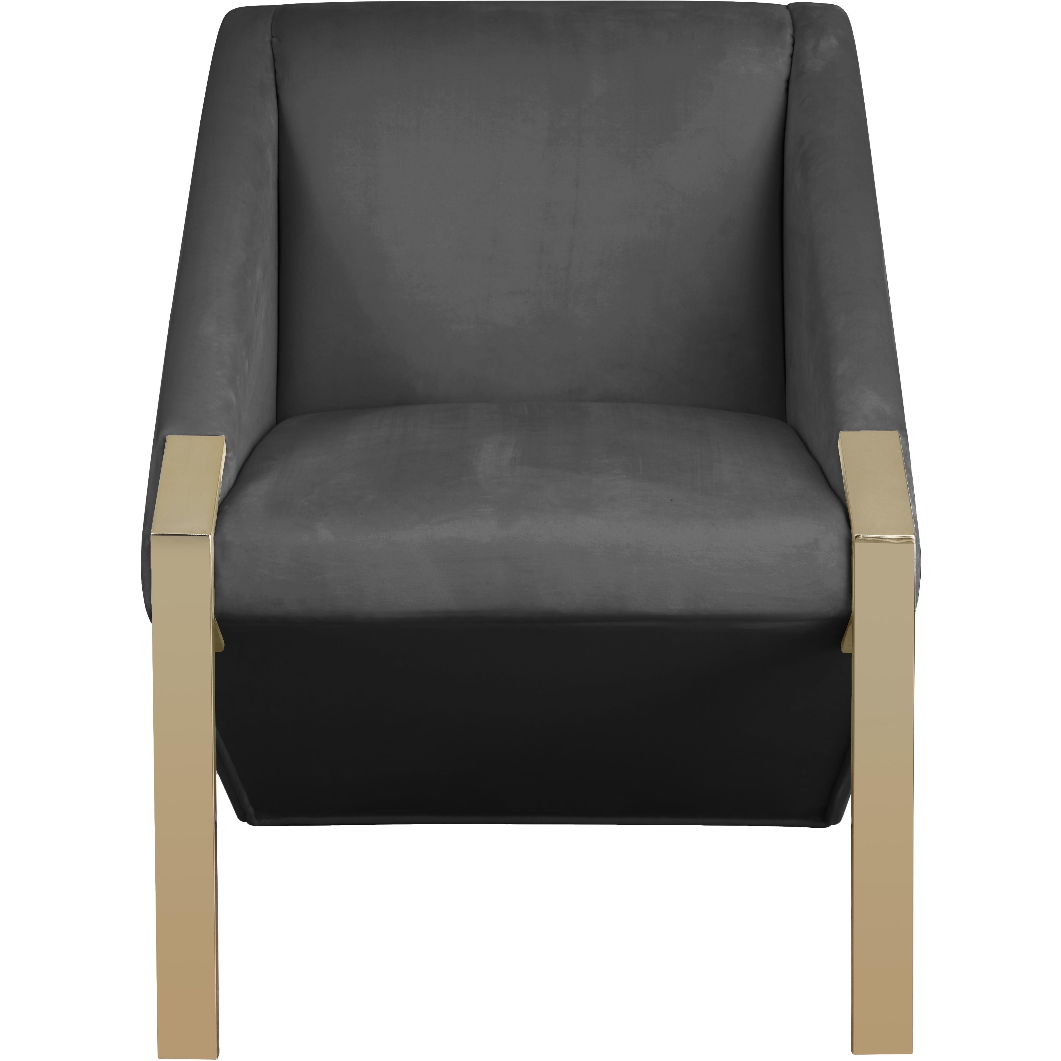 Meridian Rivet Grey Velvet Accent Chair