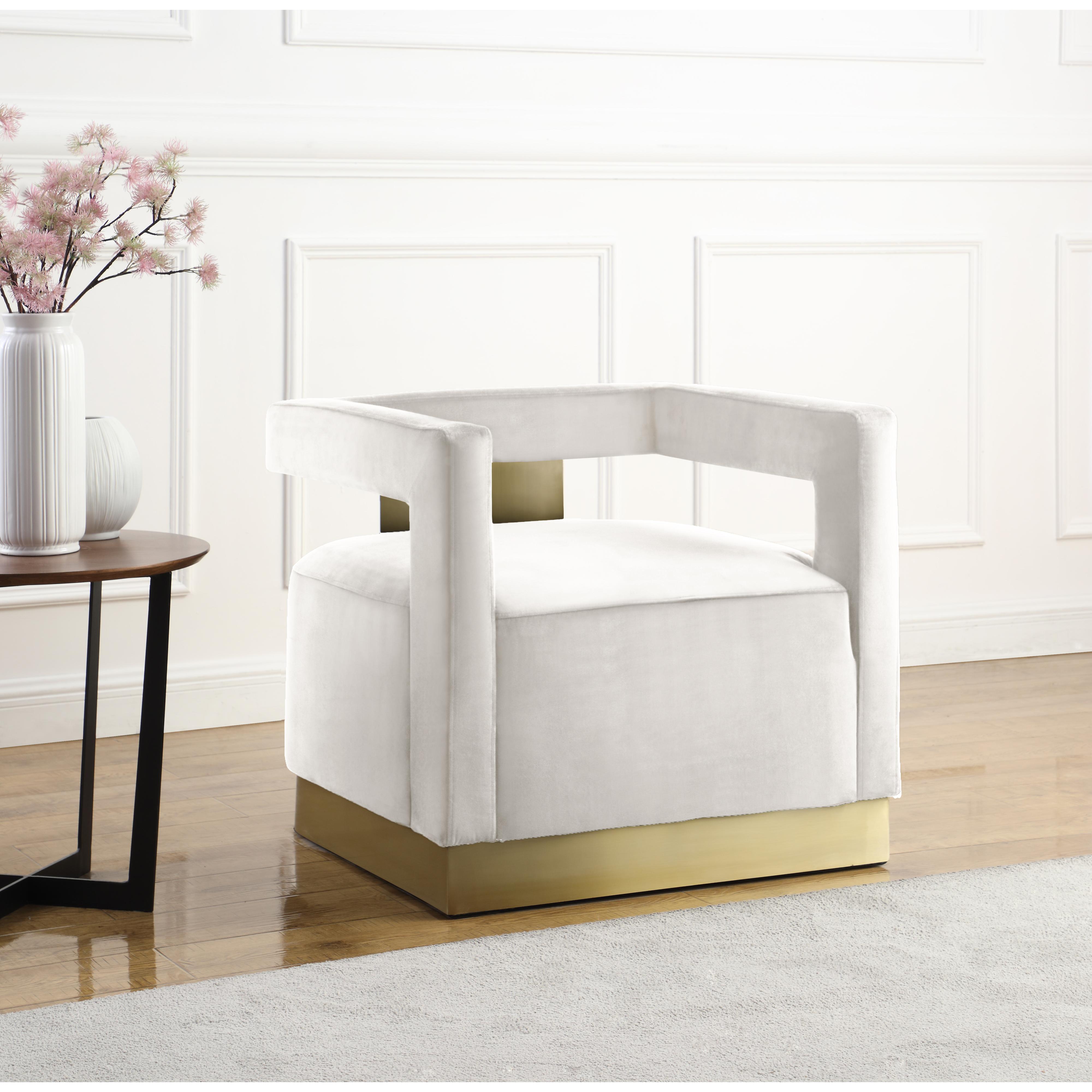 Meridian Armani Cream Velvet Accent Chair
