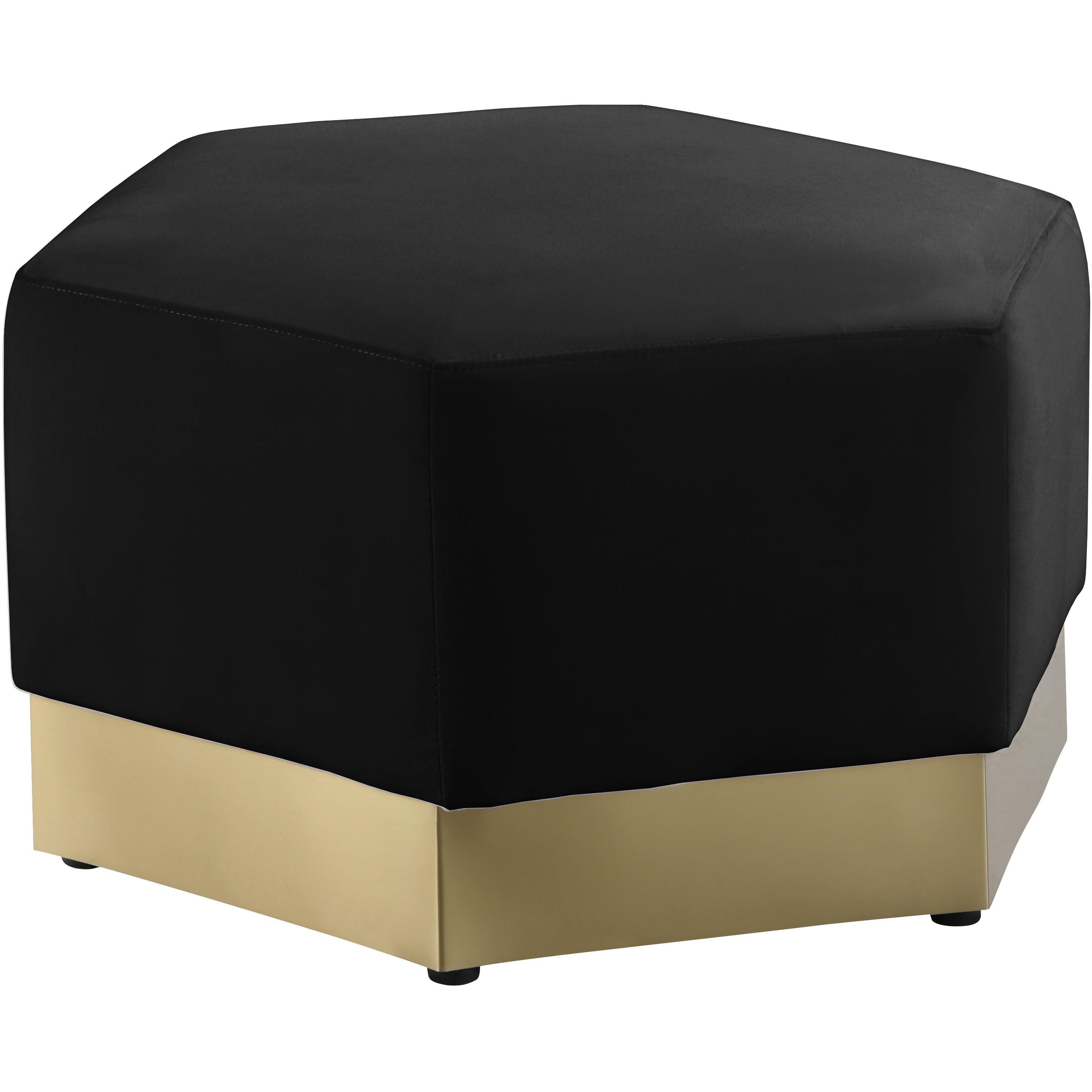 Meridian Marquis Black Velvet Ottoman