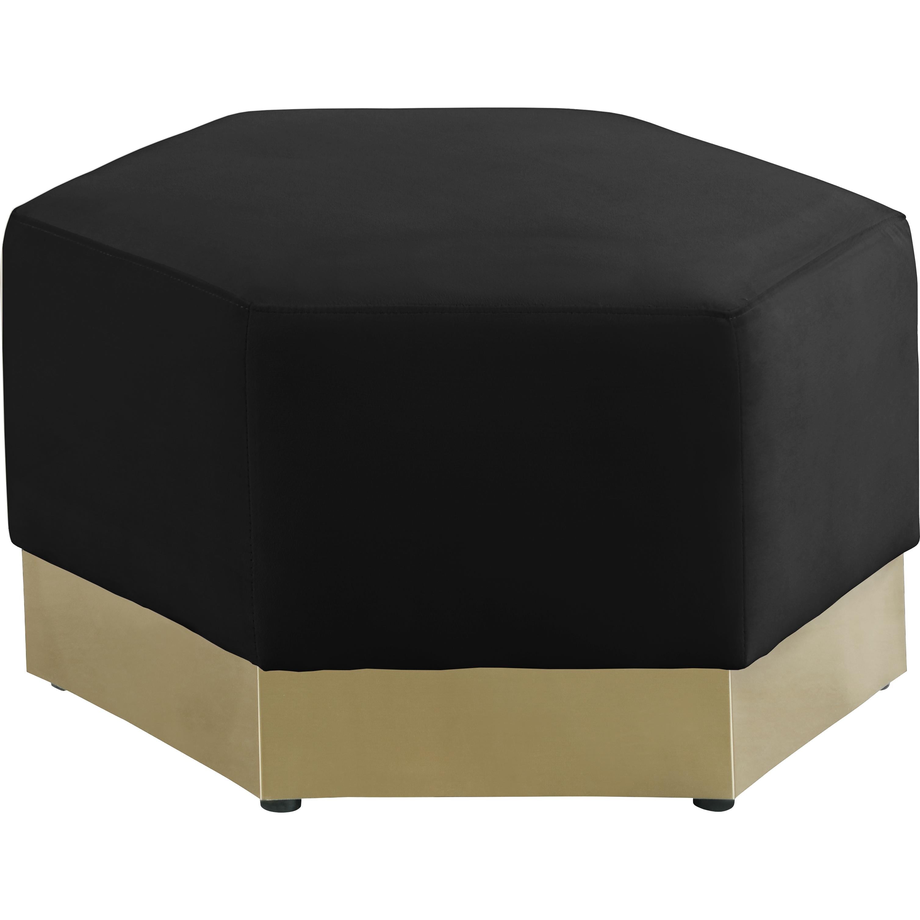 Meridian Marquis Black Velvet Ottoman