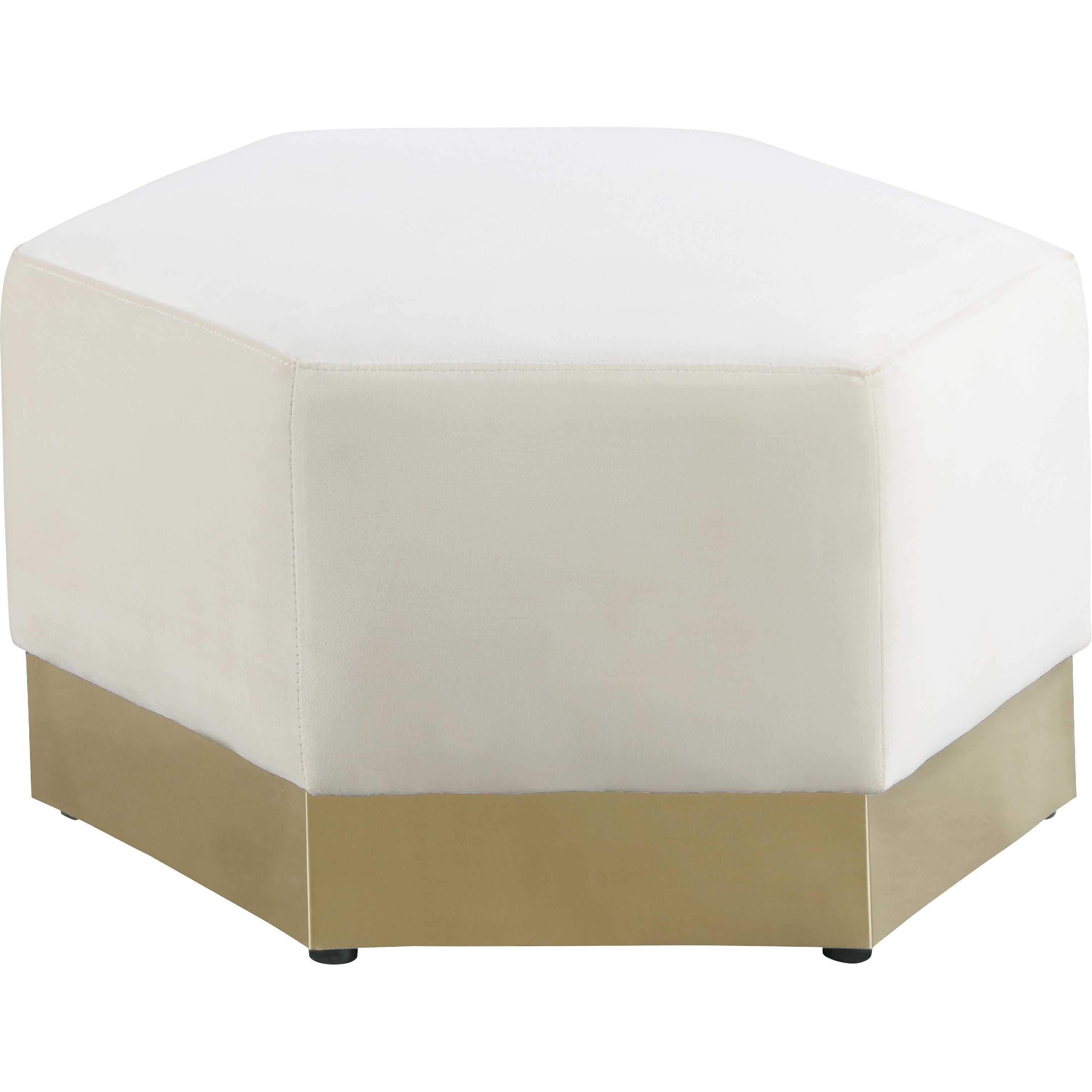 Meridian Marquis Cream Velvet Ottoman