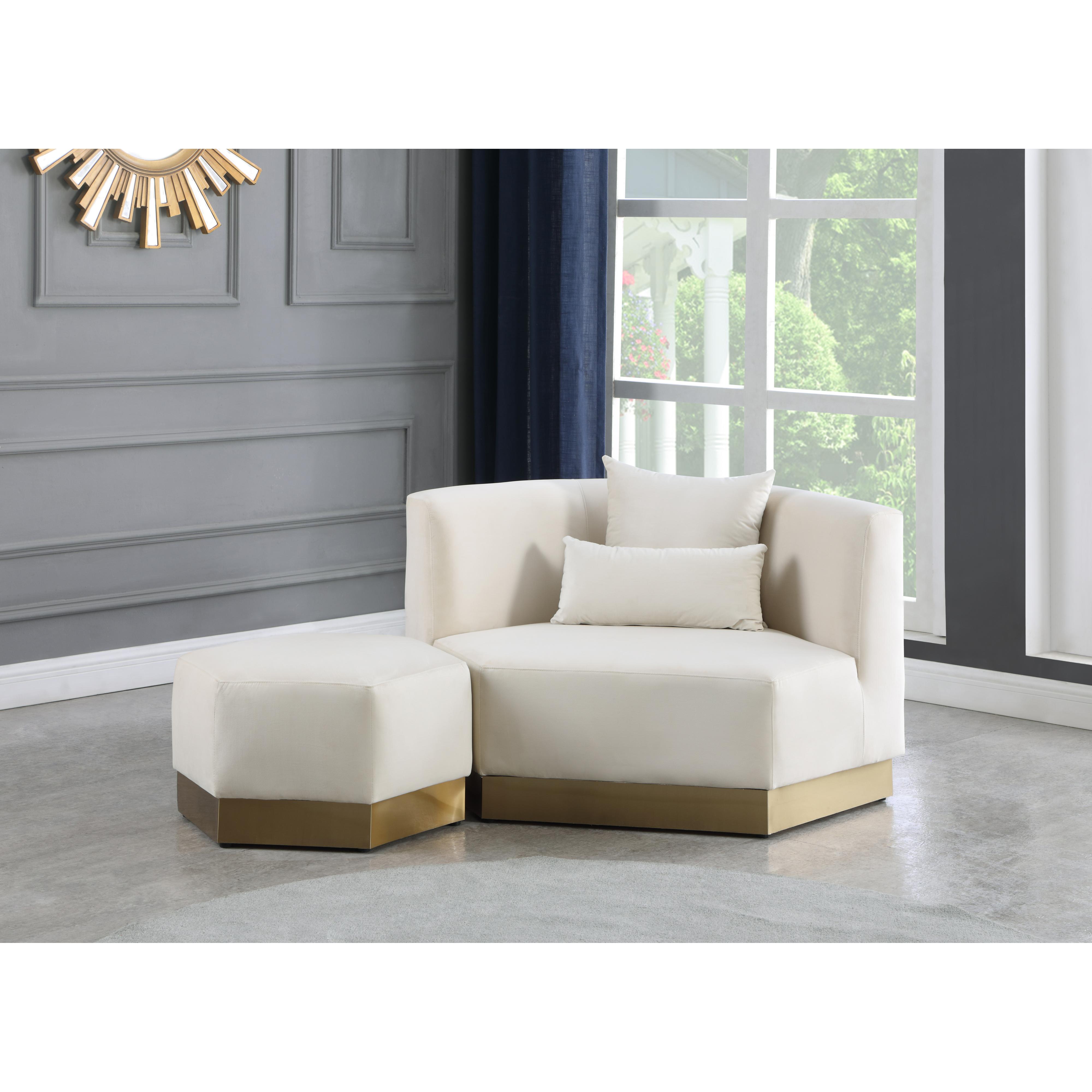 Meridian Marquis Cream Velvet Ottoman