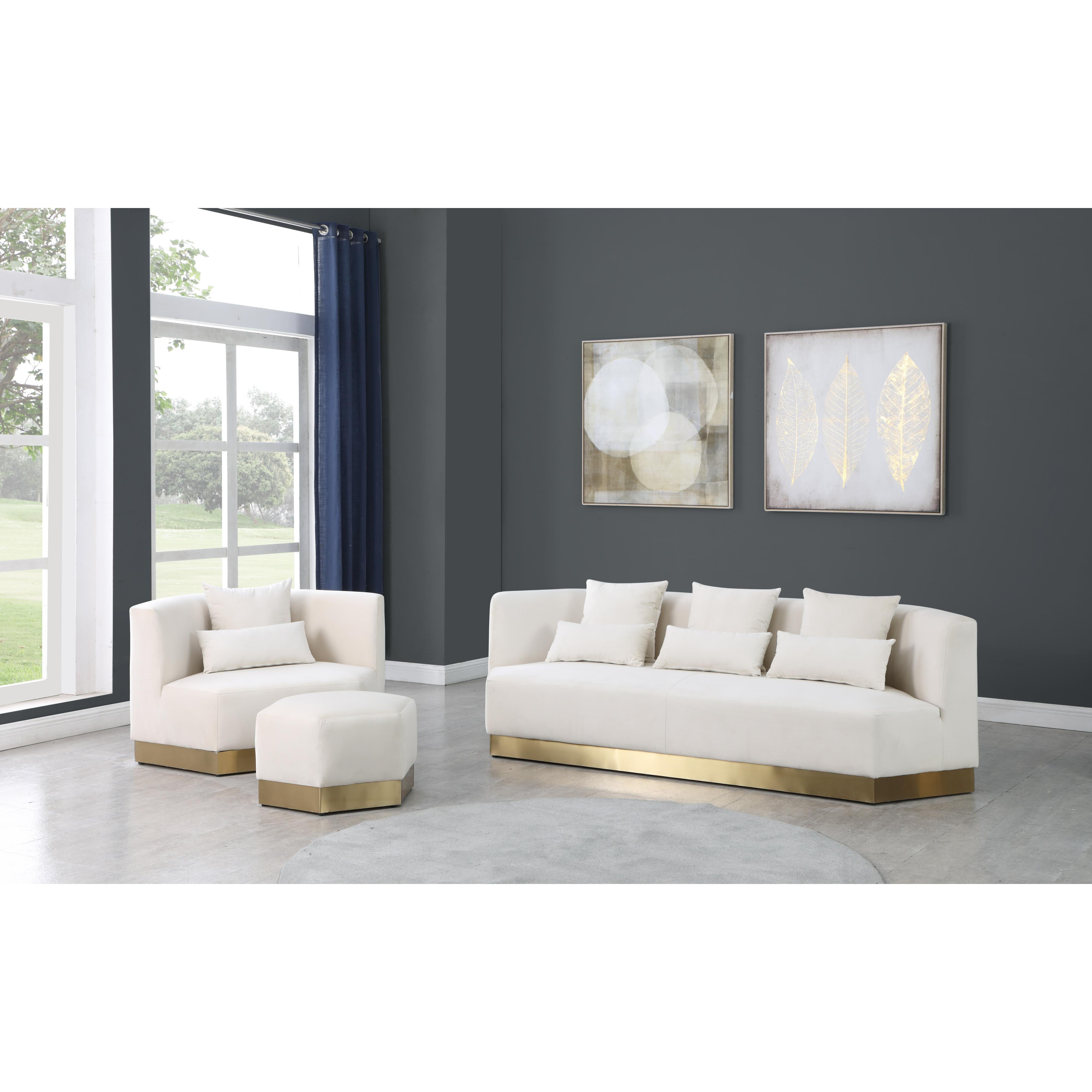Meridian Marquis Cream Velvet Ottoman