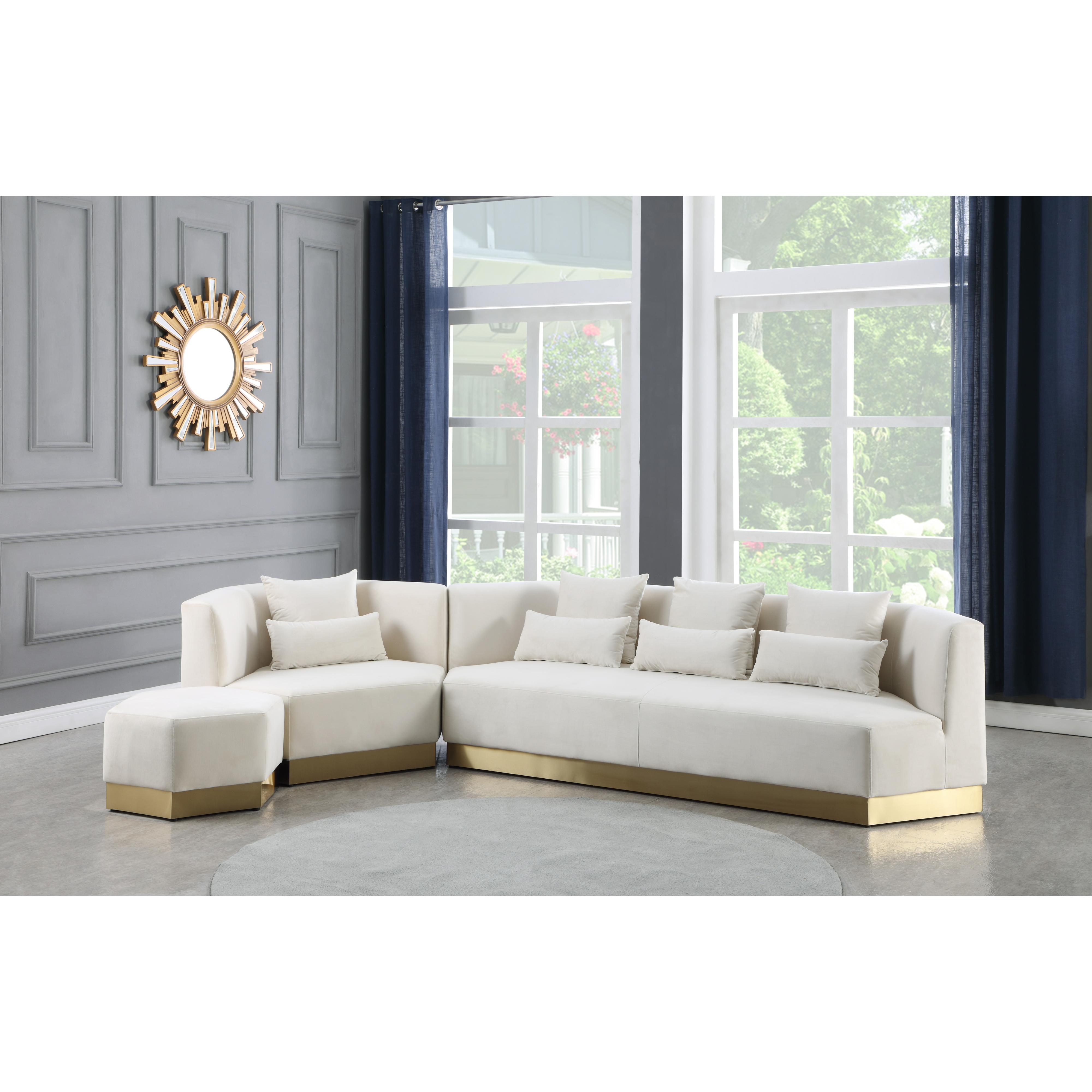 Meridian Marquis Cream Velvet Ottoman