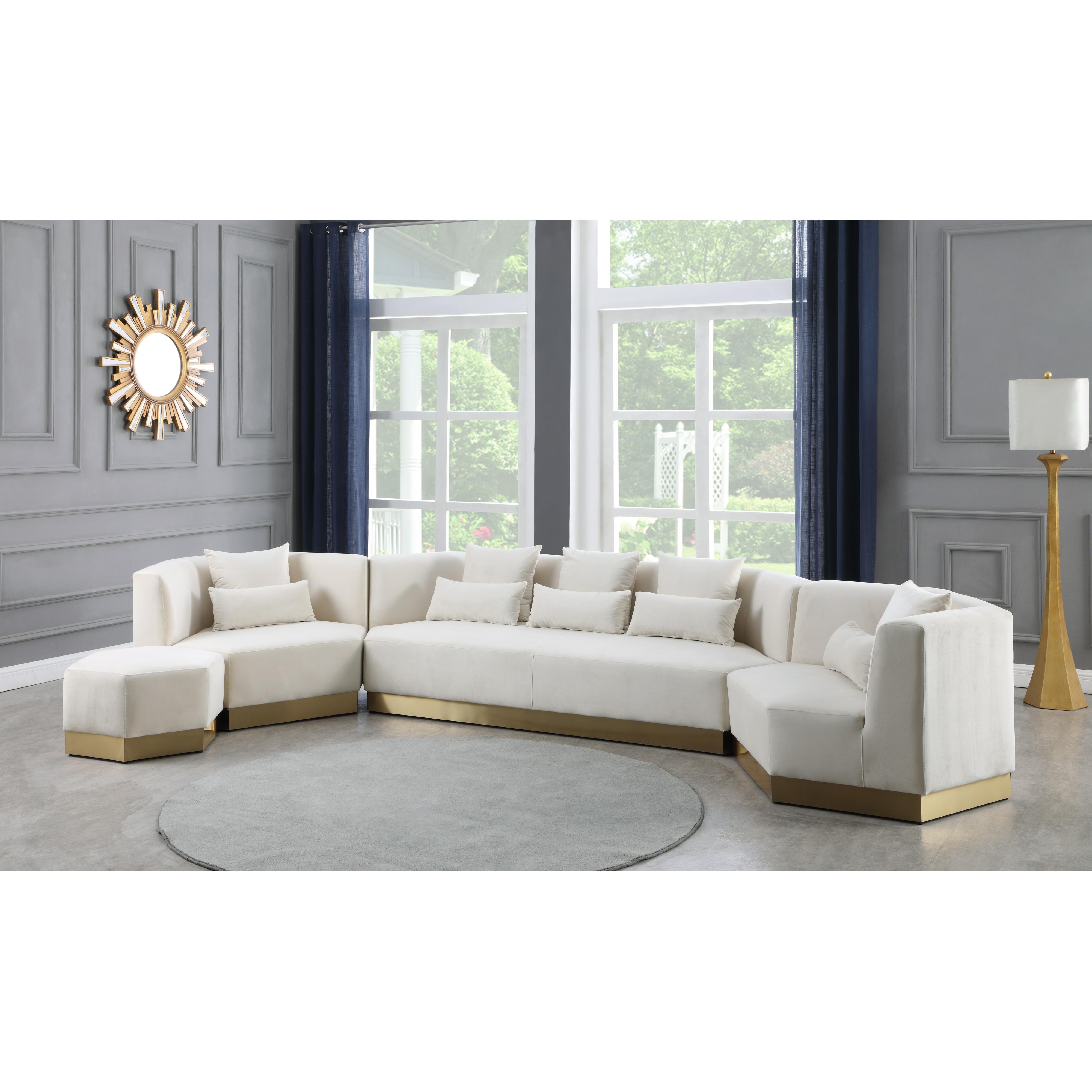 Meridian Marquis Cream Velvet Ottoman