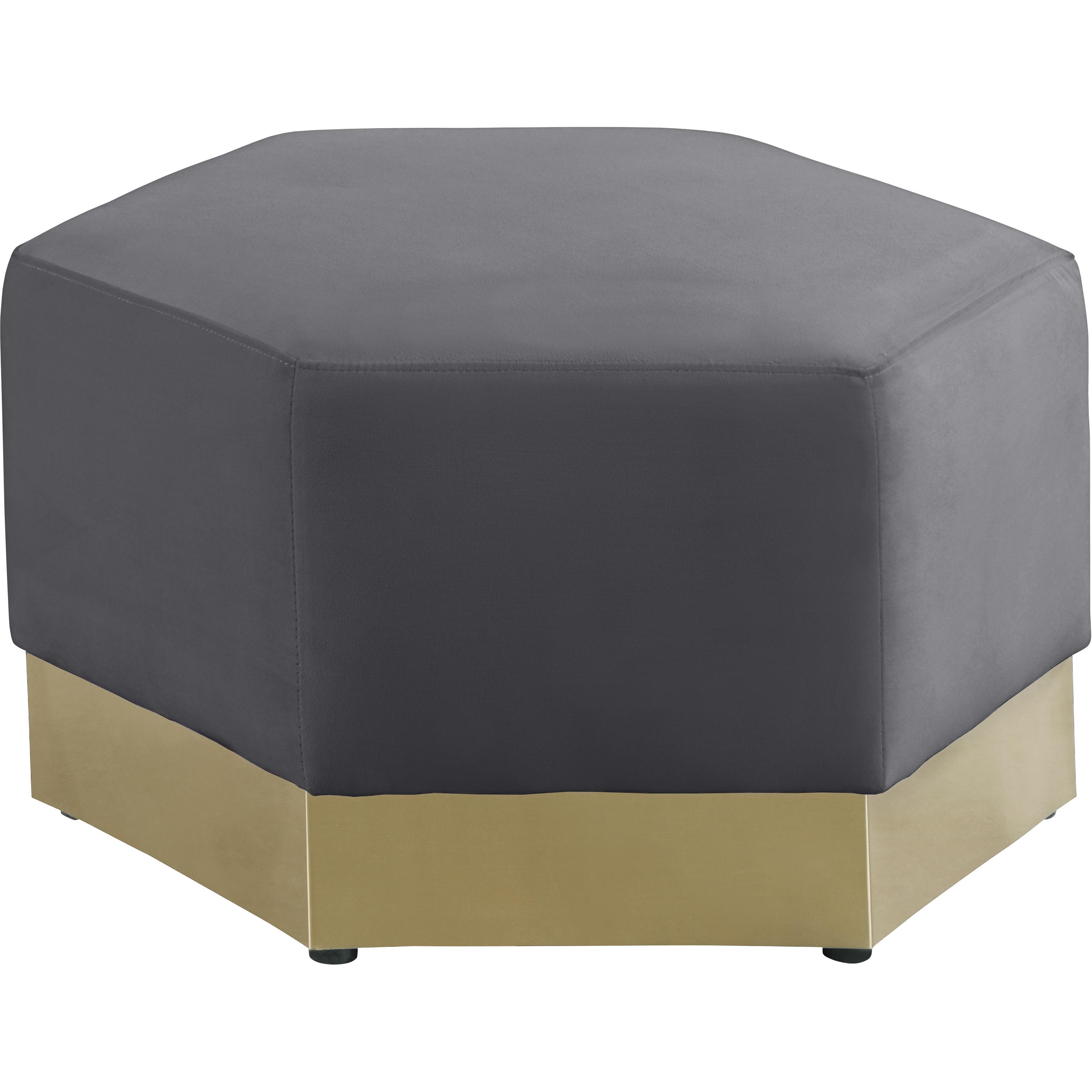 Meridian Marquis Grey Velvet Ottoman