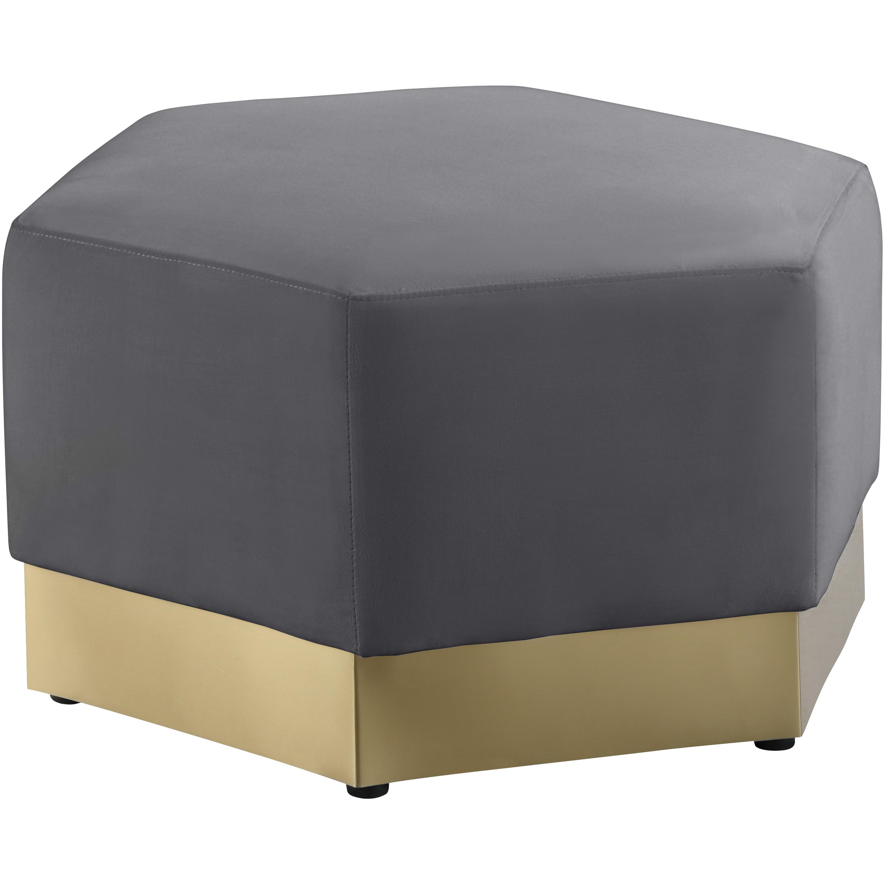 Meridian Marquis Grey Velvet Ottoman