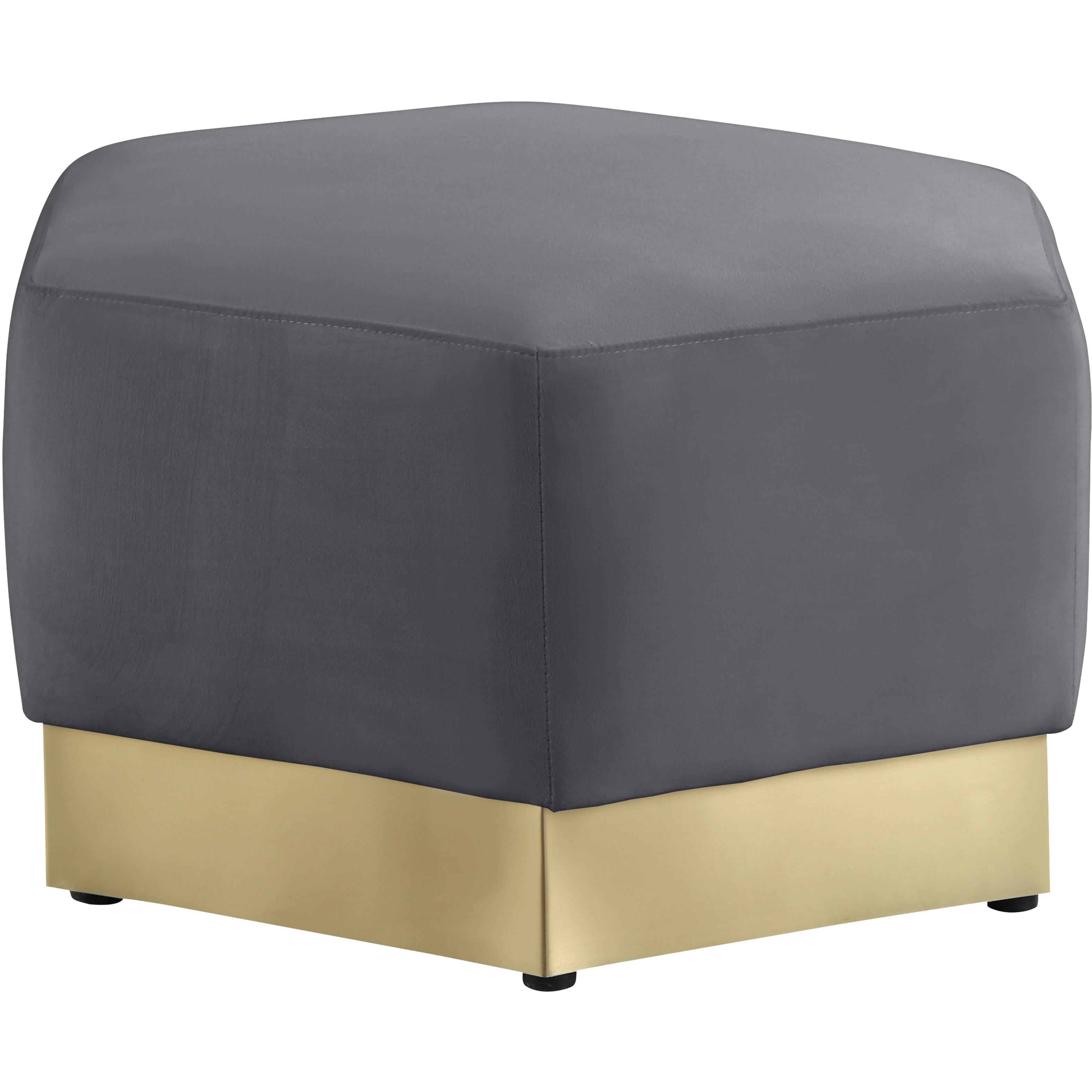 Meridian Marquis Grey Velvet Ottoman
