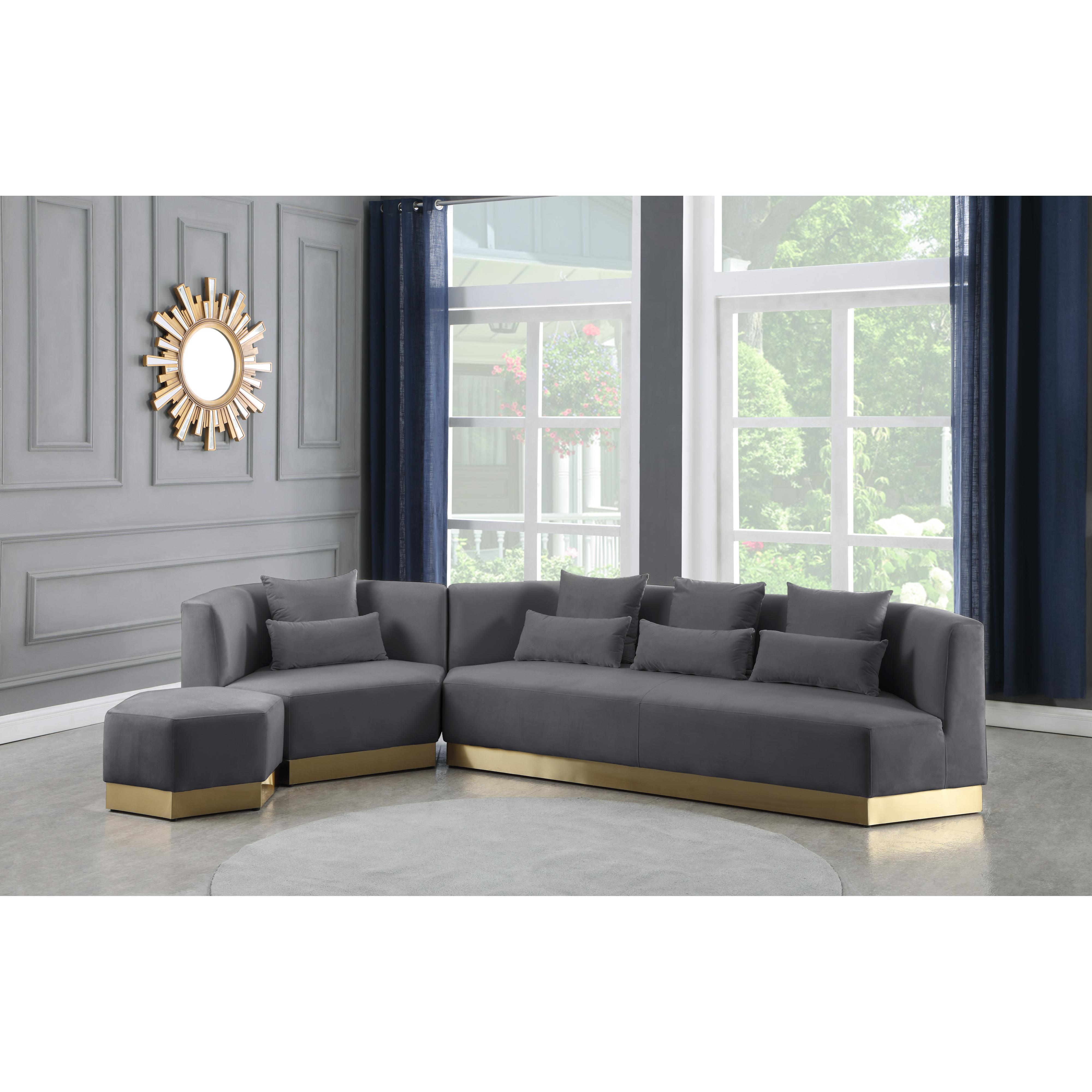Meridian Marquis Grey Velvet Ottoman