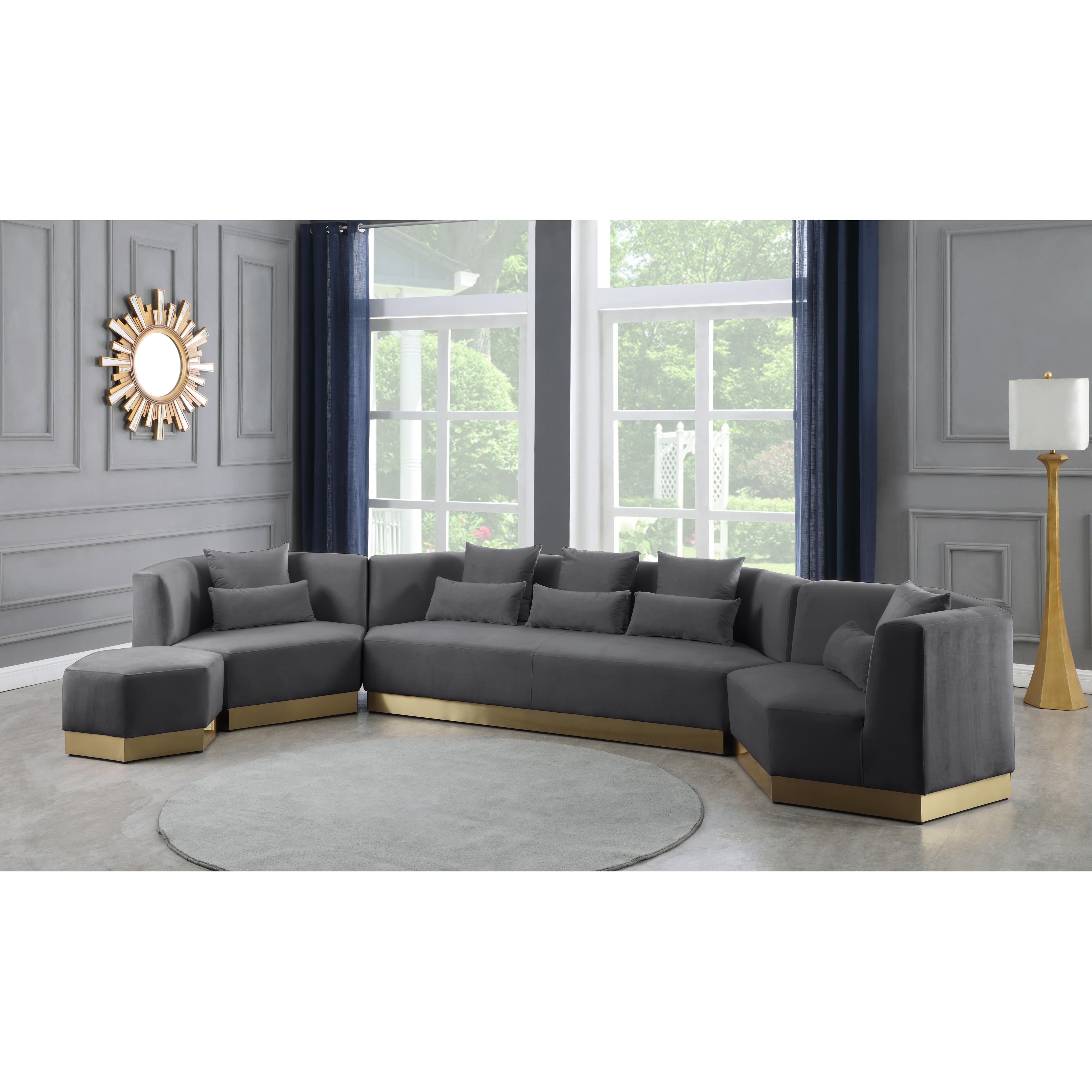 Meridian Marquis Grey Velvet Ottoman