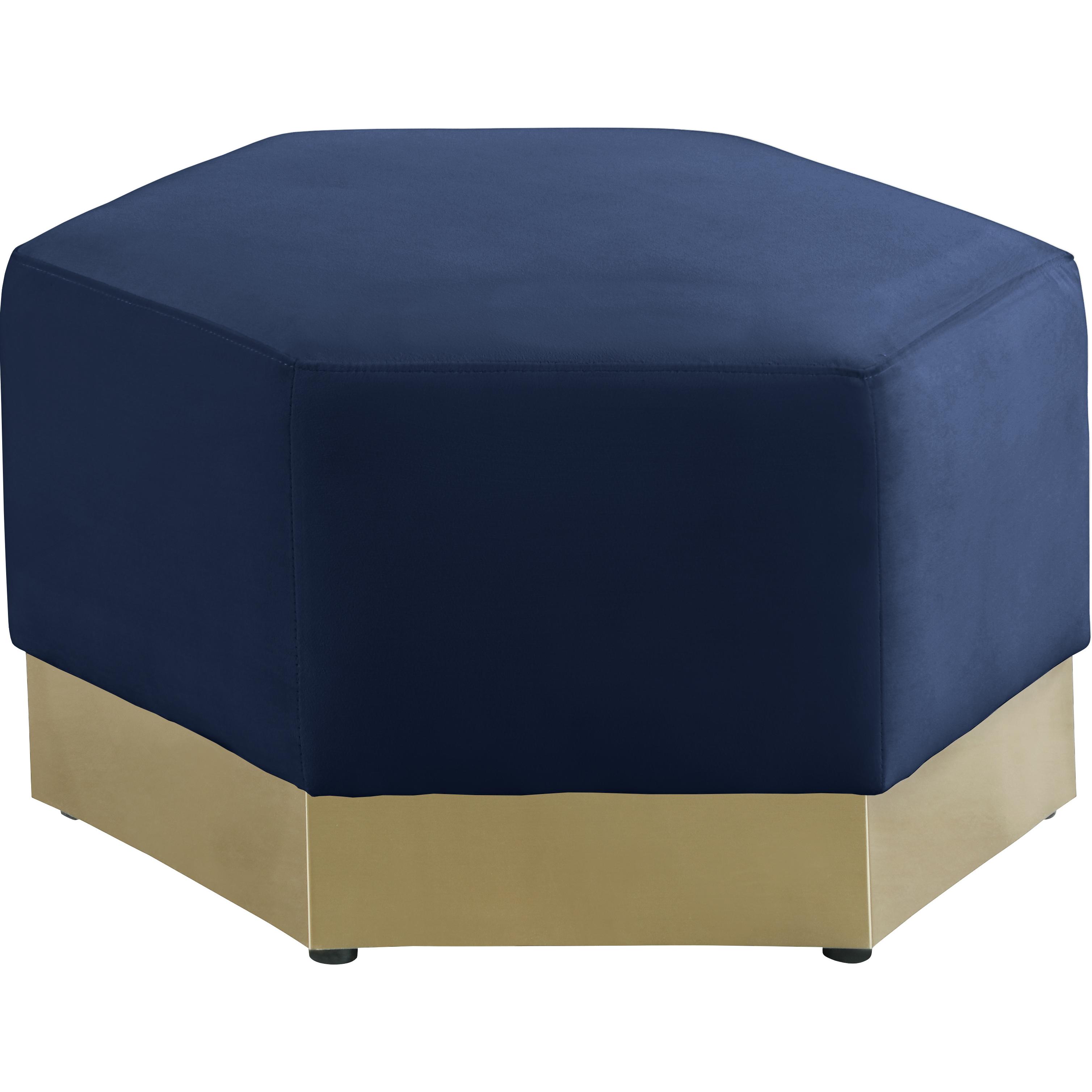 Meridian Marquis Navy Velvet Ottoman