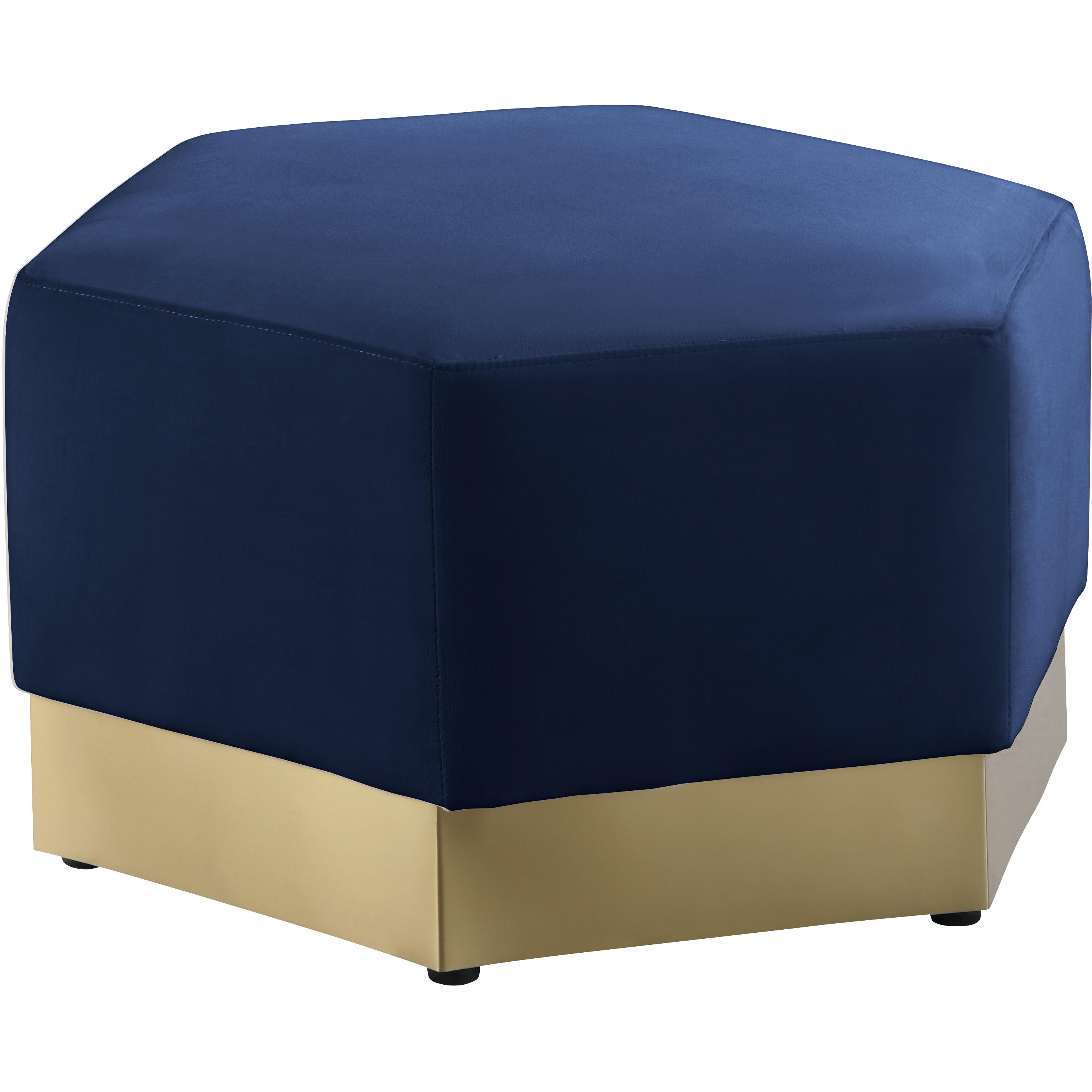 Meridian Marquis Navy Velvet Ottoman