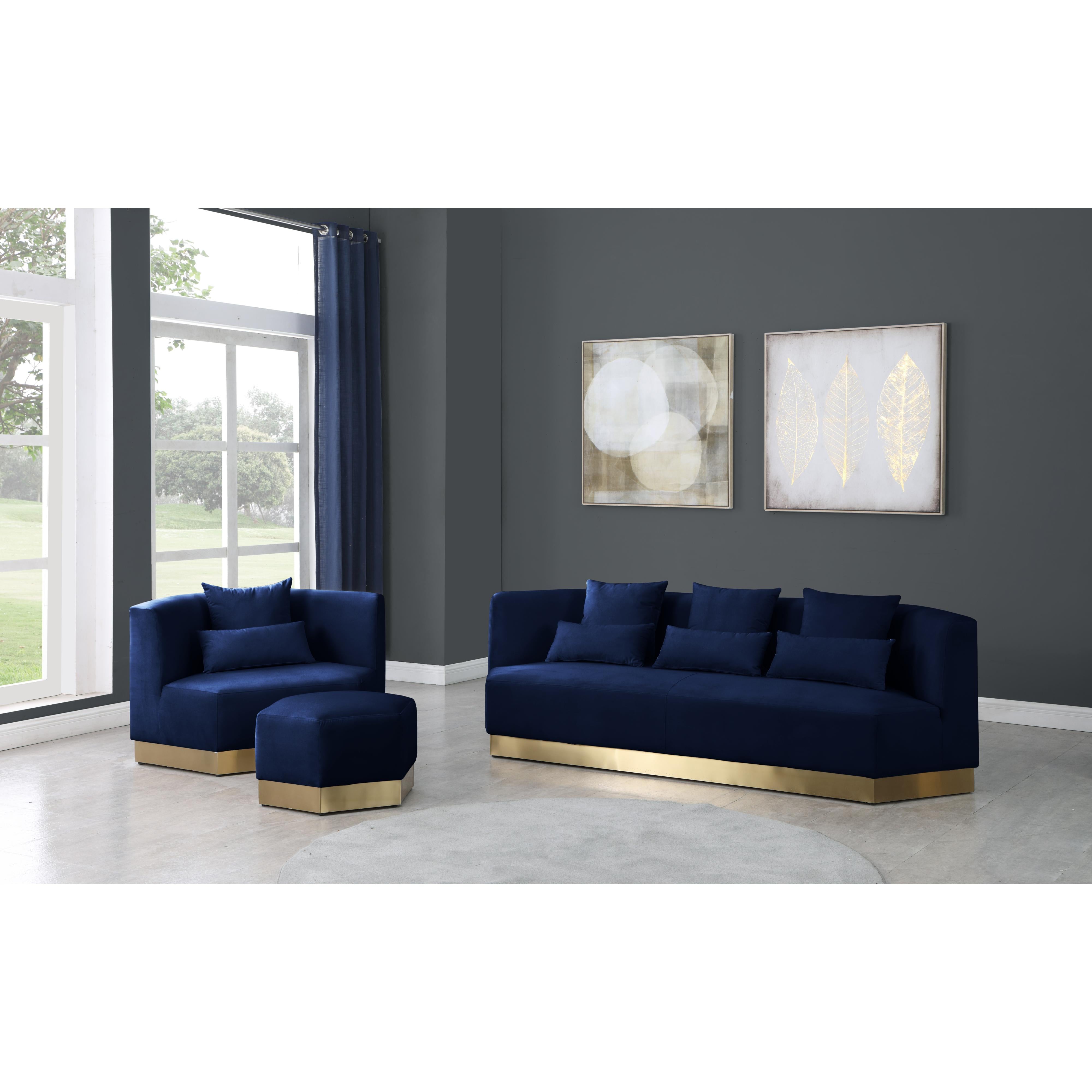 Meridian Marquis Navy Velvet Ottoman
