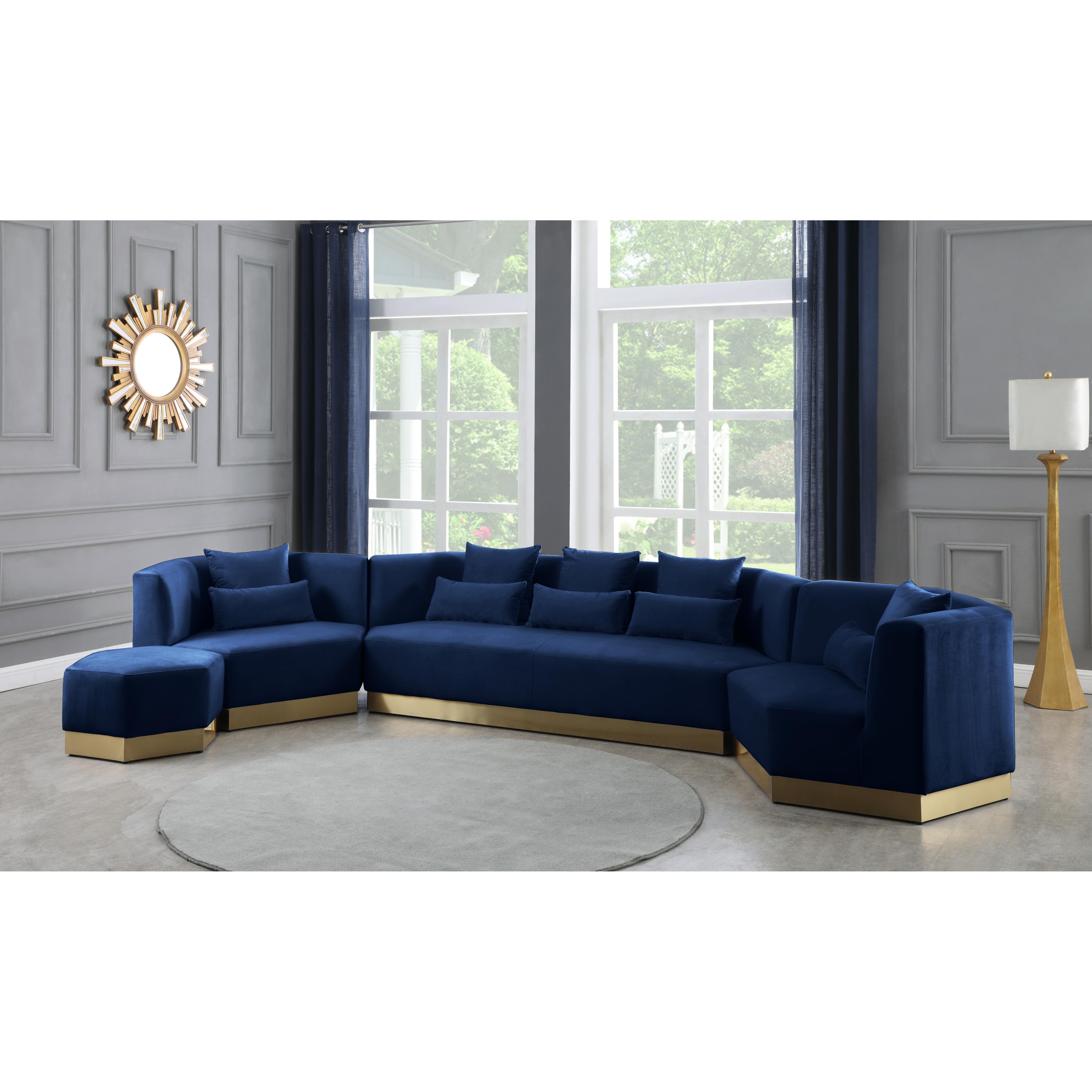 Meridian Marquis Navy Velvet Ottoman