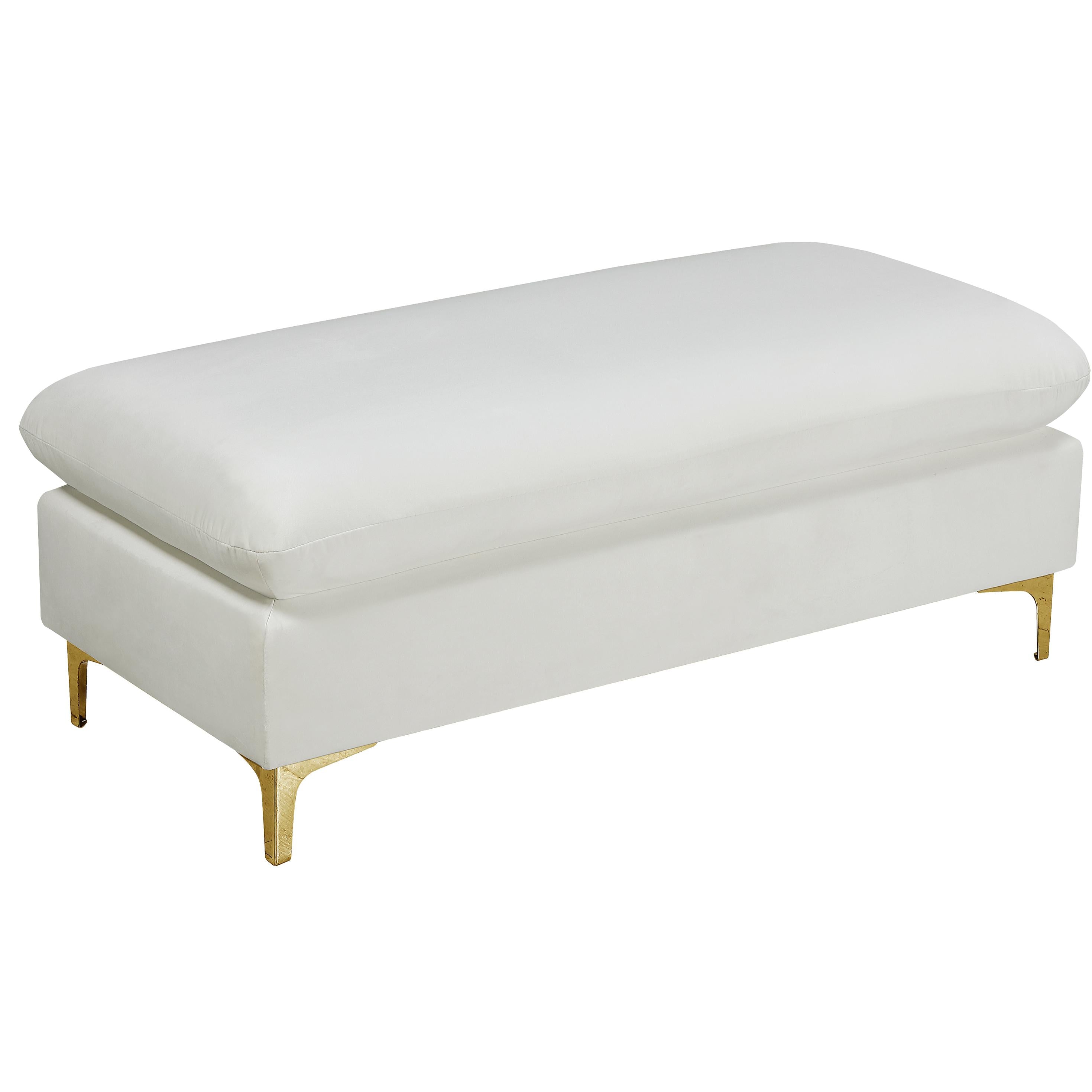 Meridian Naomi Cream Velvet Ottoman