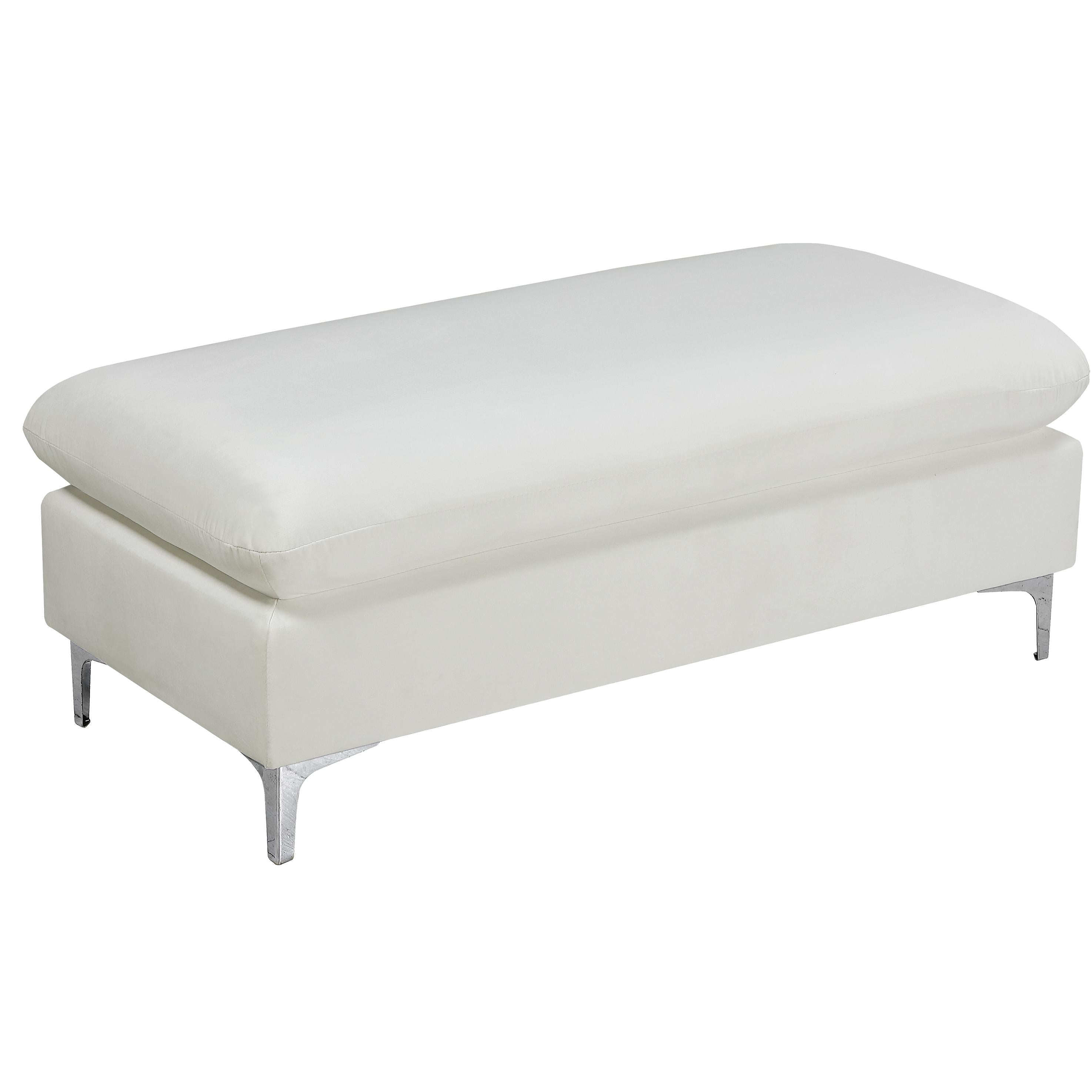 Meridian Naomi Cream Velvet Ottoman