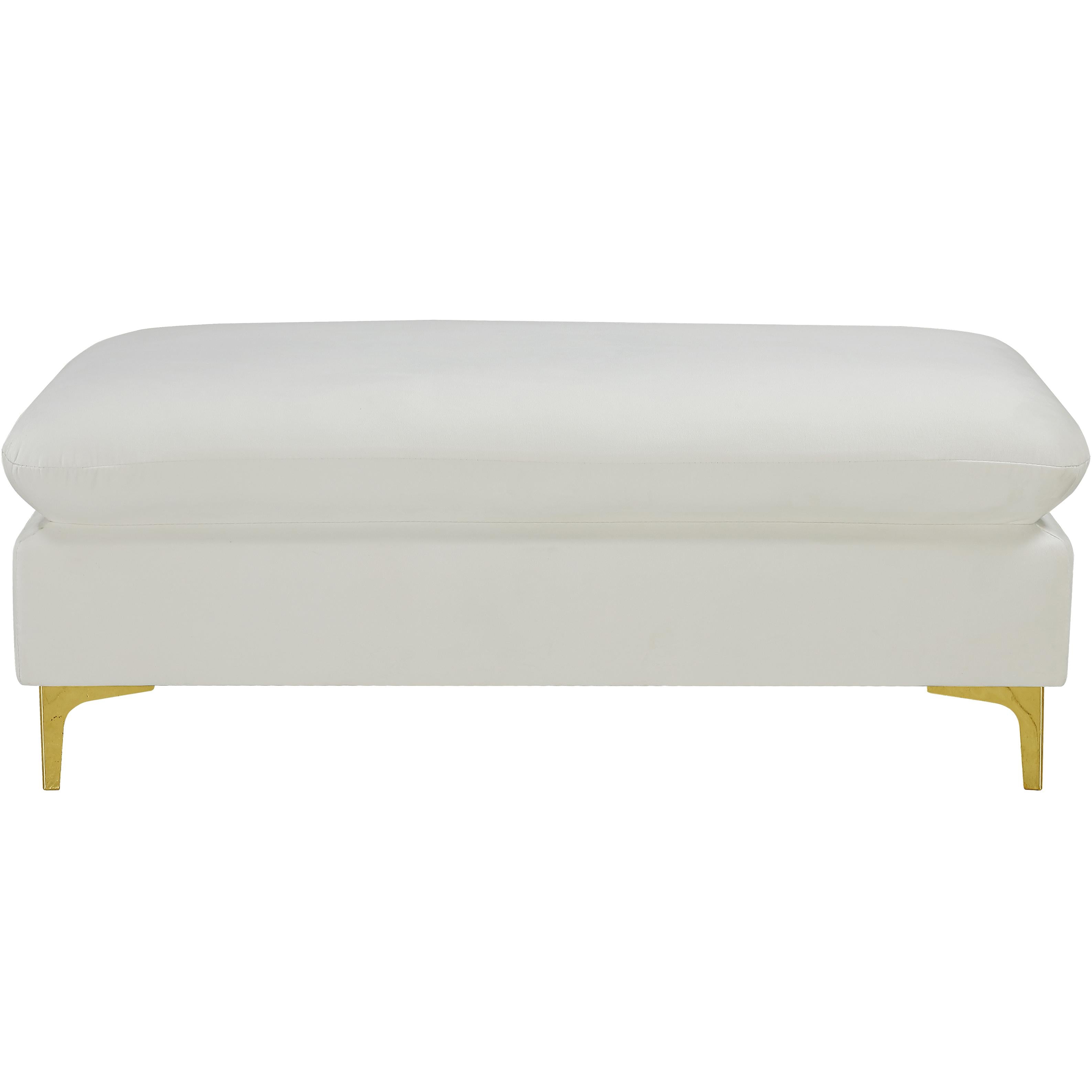Meridian Naomi Cream Velvet Ottoman