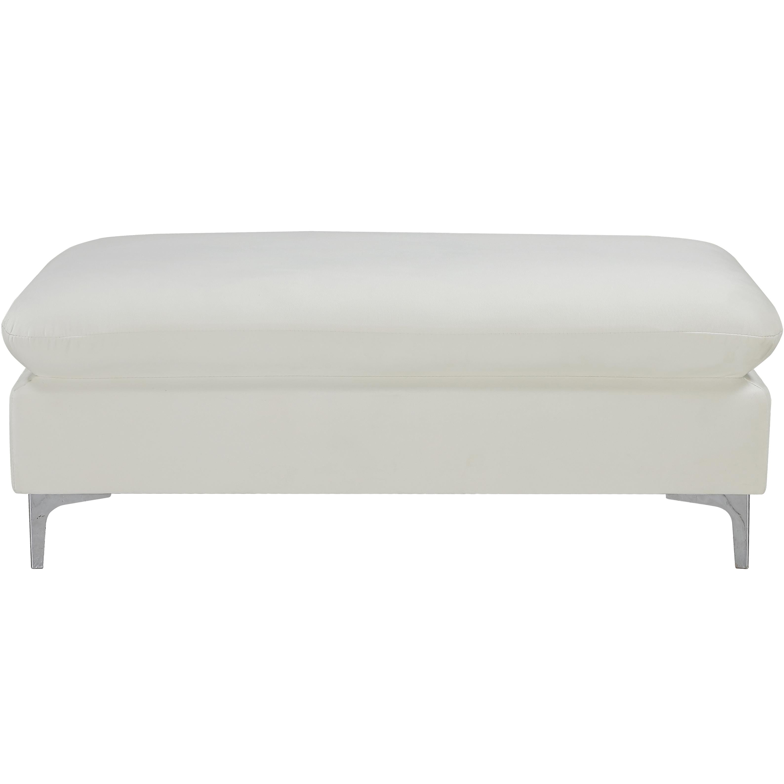 Meridian Naomi Cream Velvet Ottoman