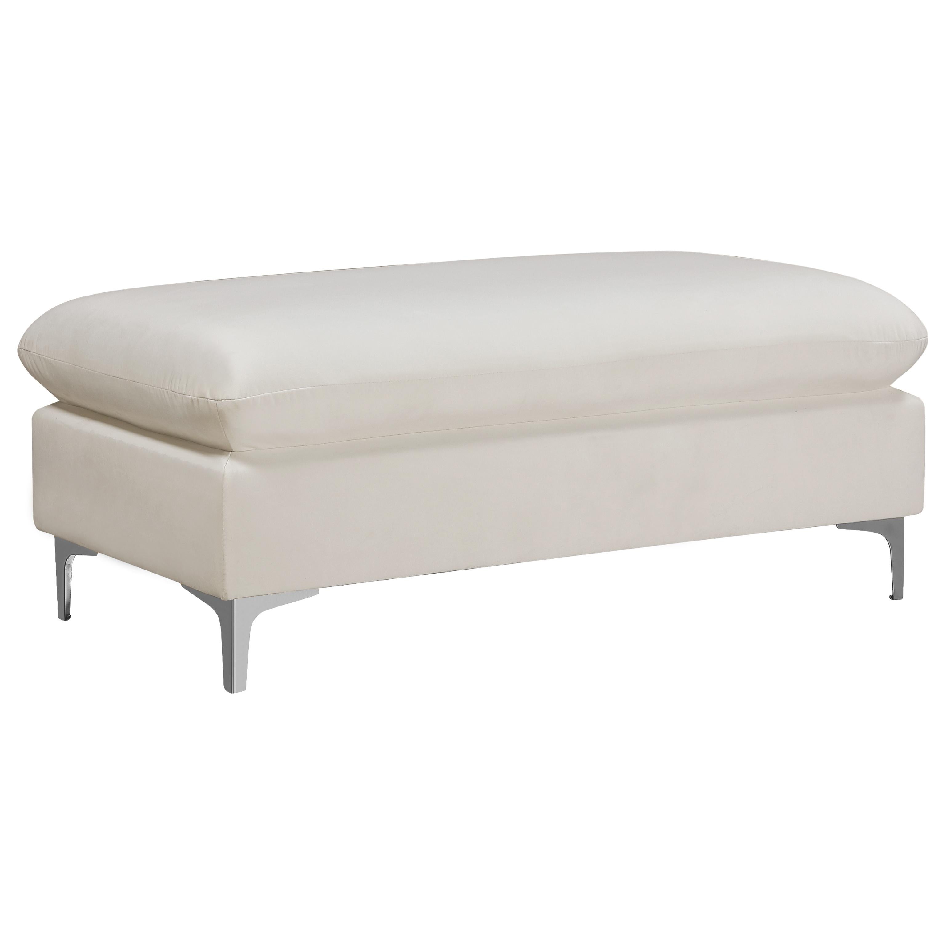 Meridian Naomi Cream Velvet Ottoman