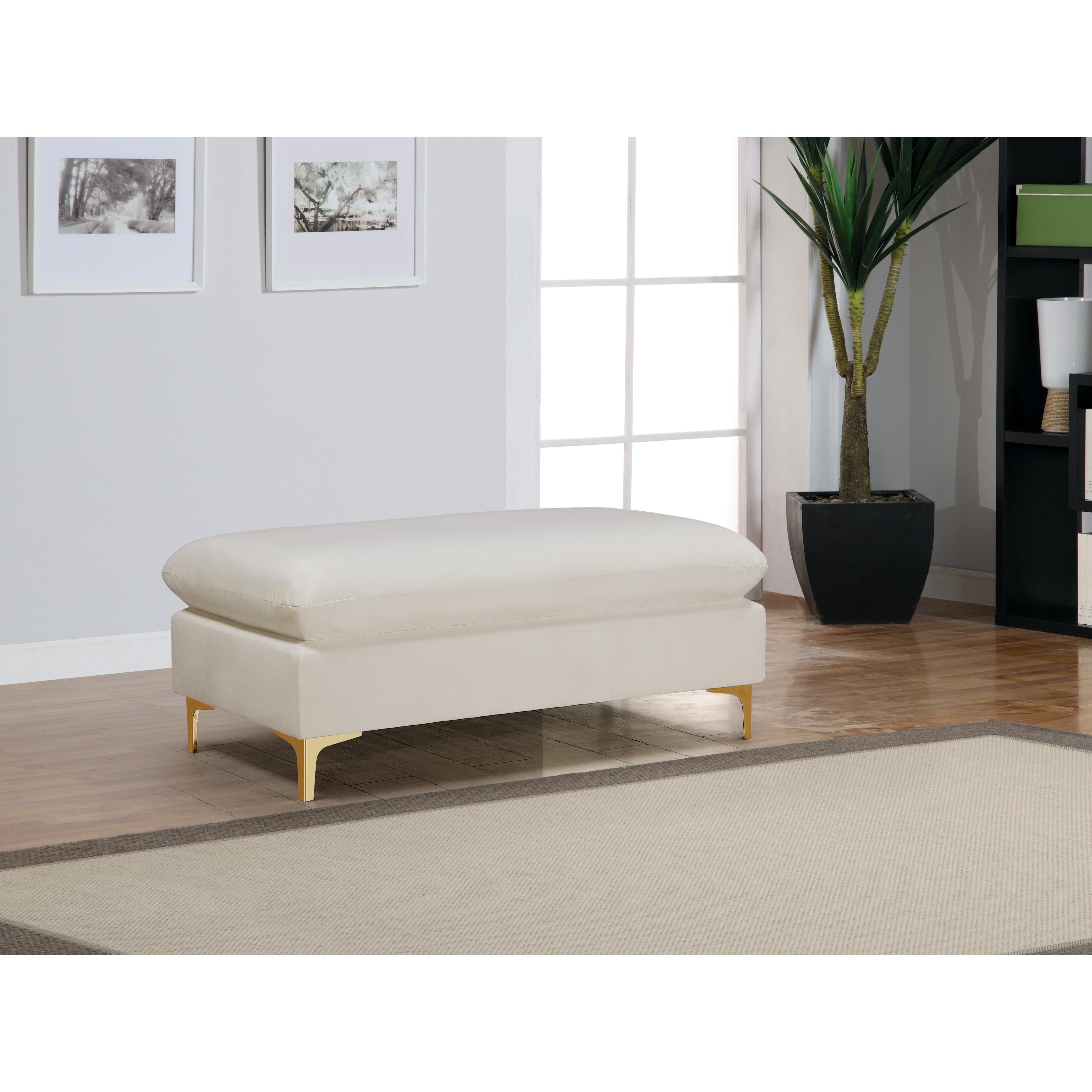 Meridian Naomi Cream Velvet Ottoman