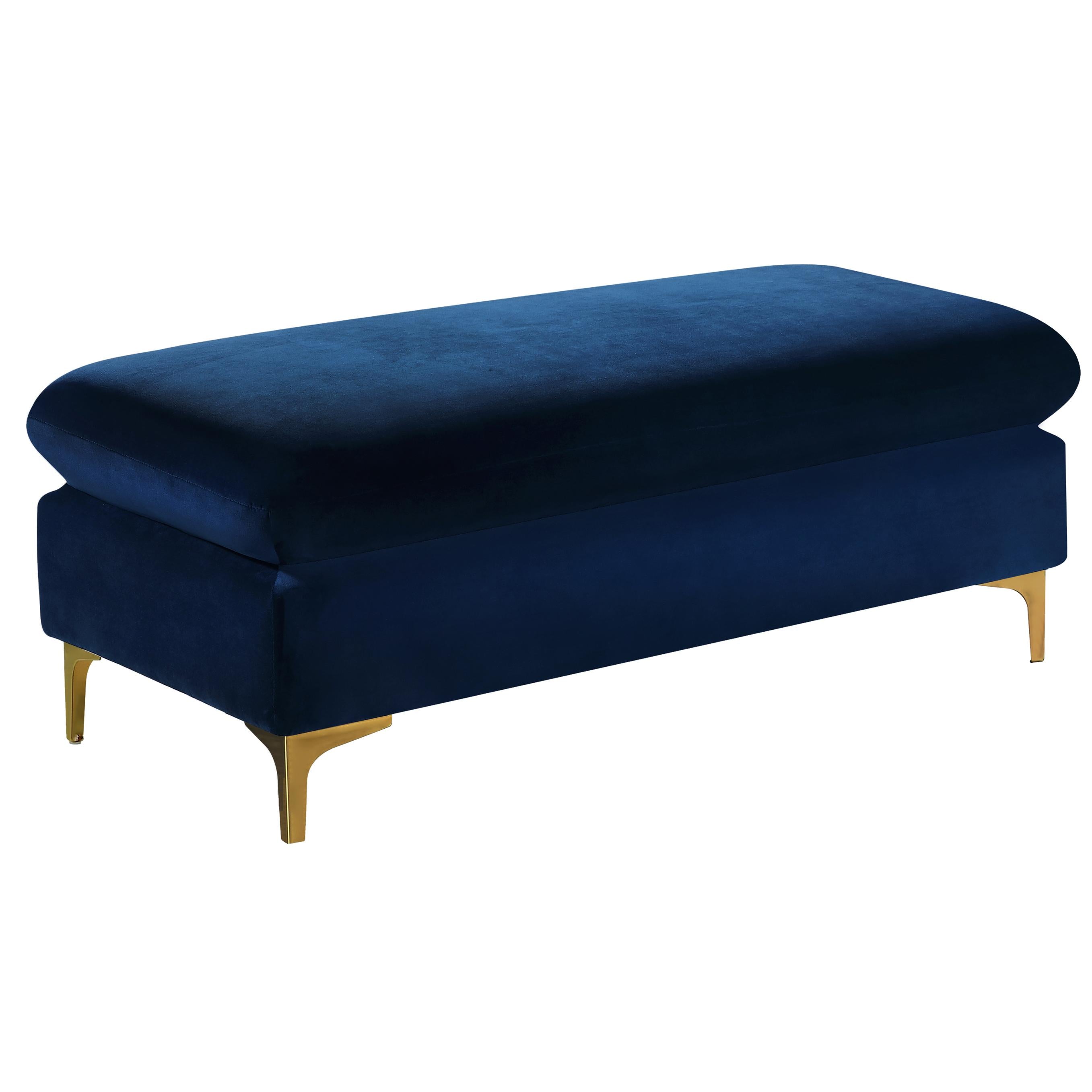 Meridian Naomi Navy Velvet Ottoman
