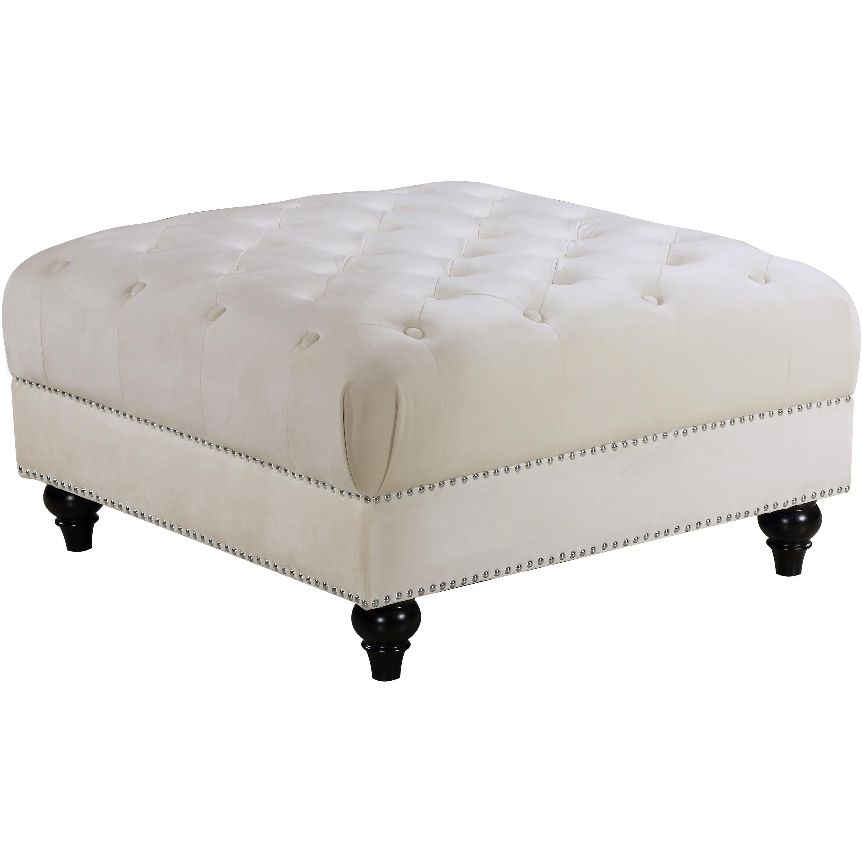 Meridian Sabrina Cream Velvet Ottoman