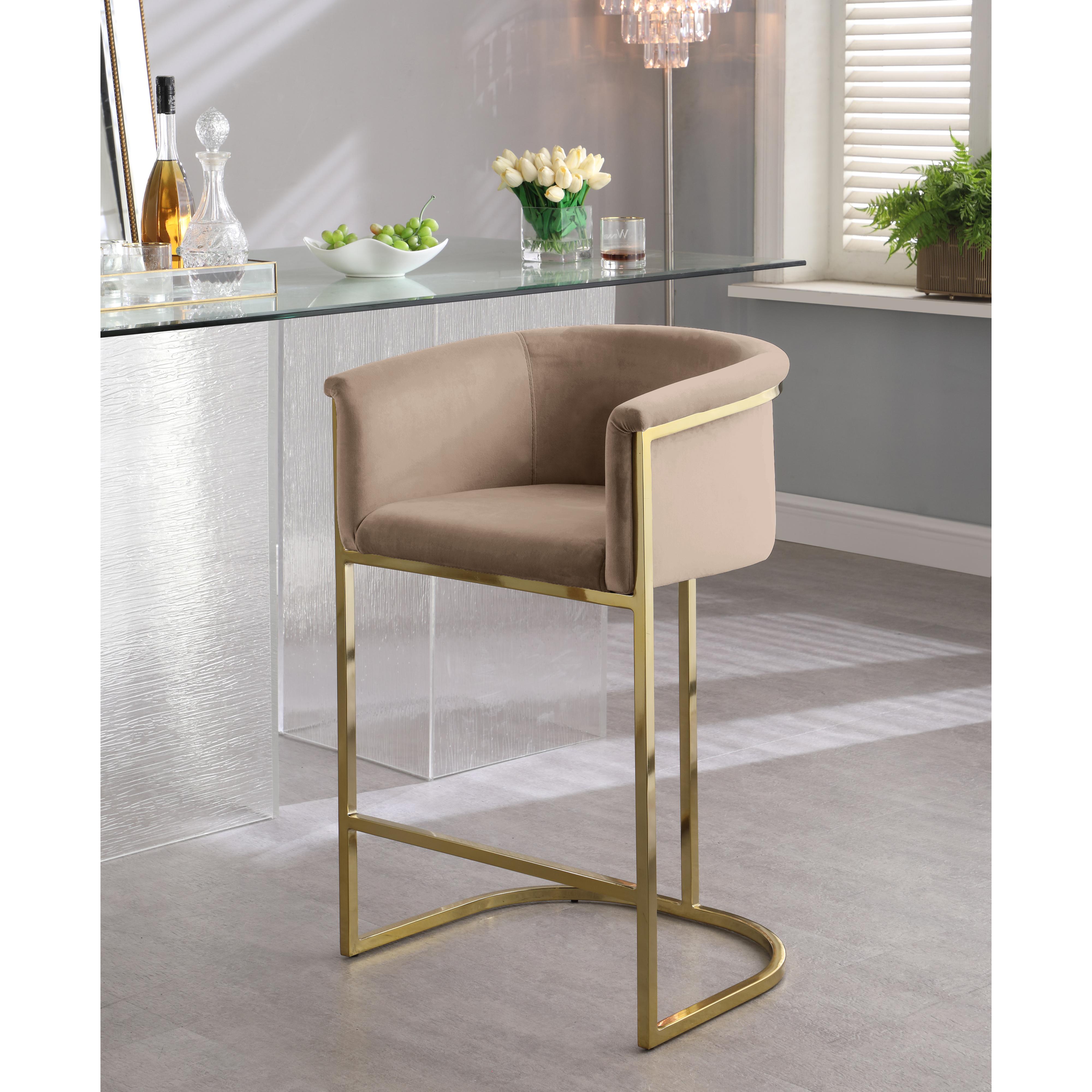 Meridian Donatella Beige Velvet Stool