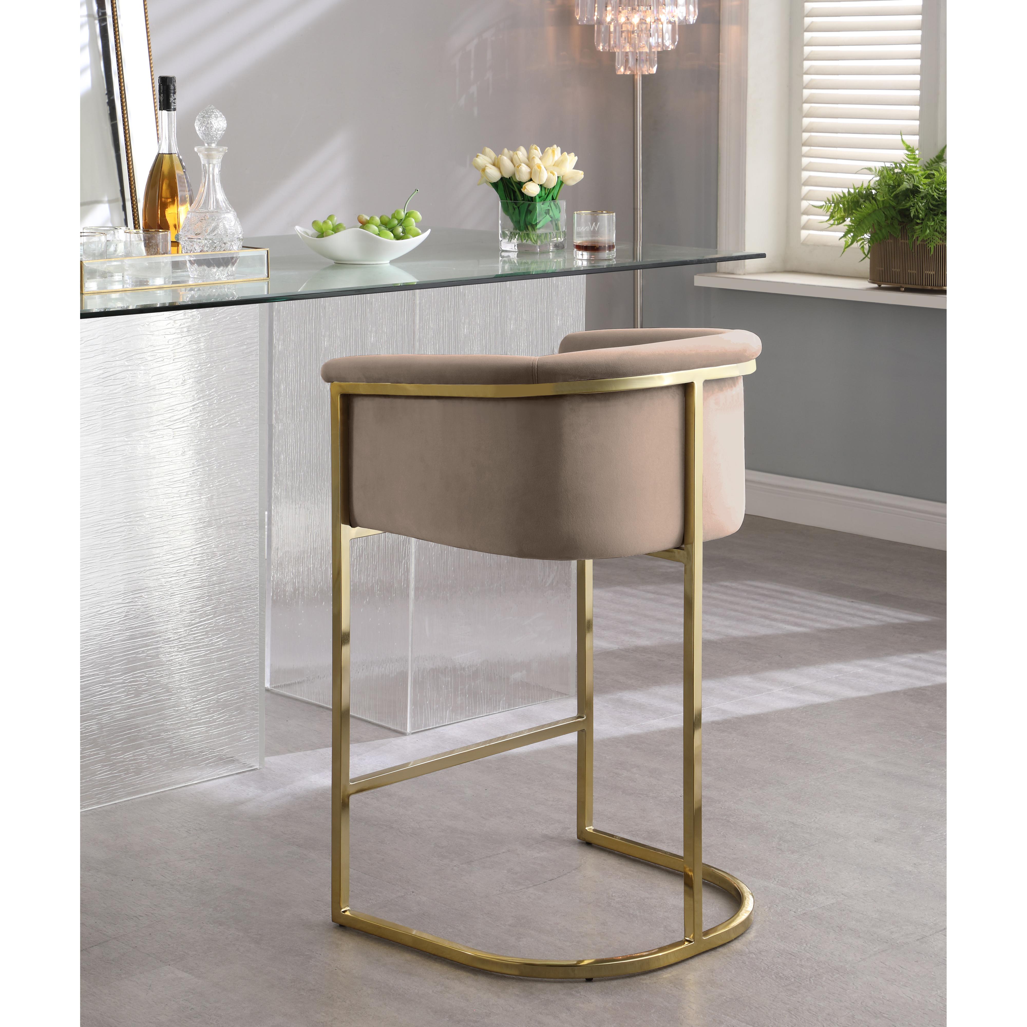 Meridian Donatella Beige Velvet Stool