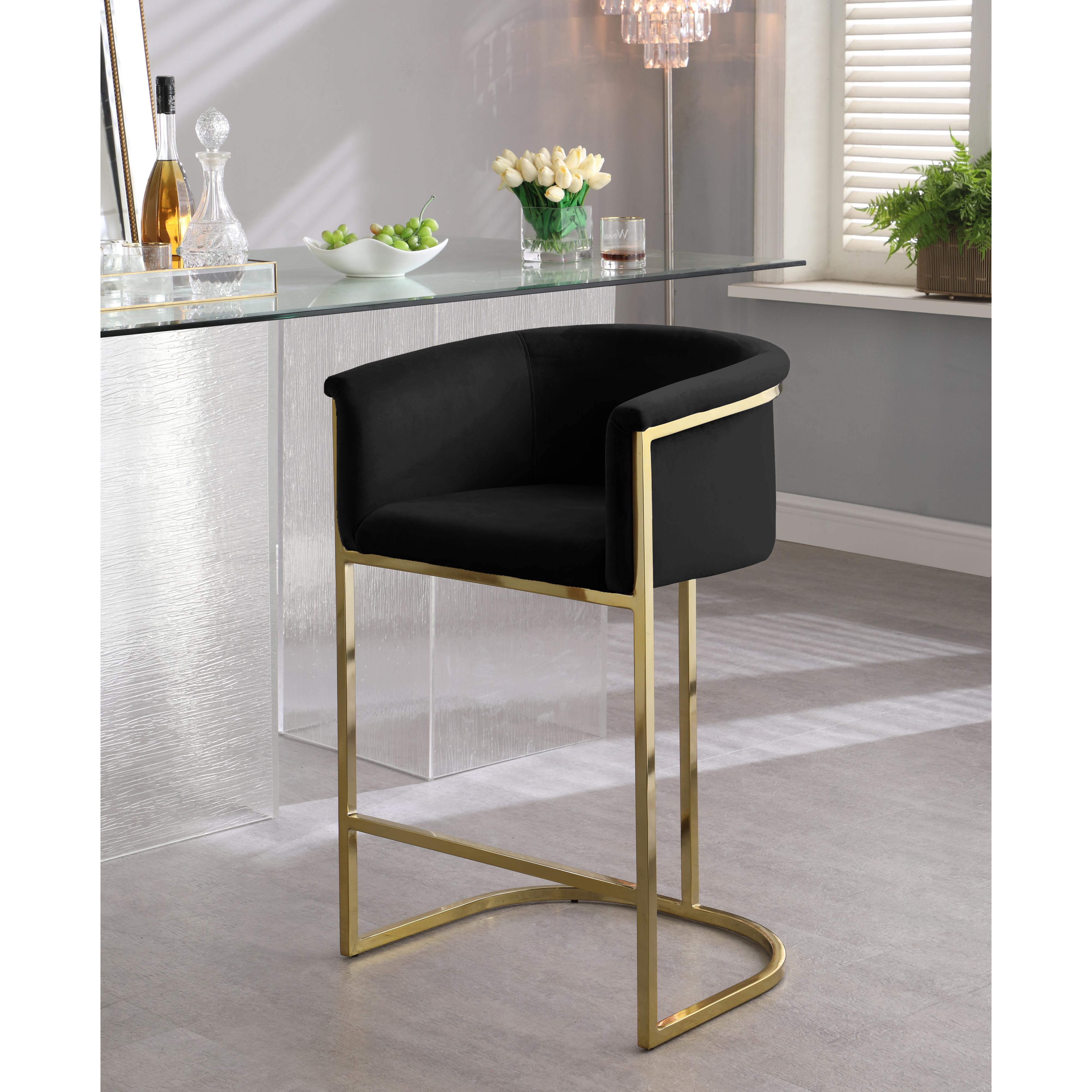 Meridian Donatella Black Velvet Stool