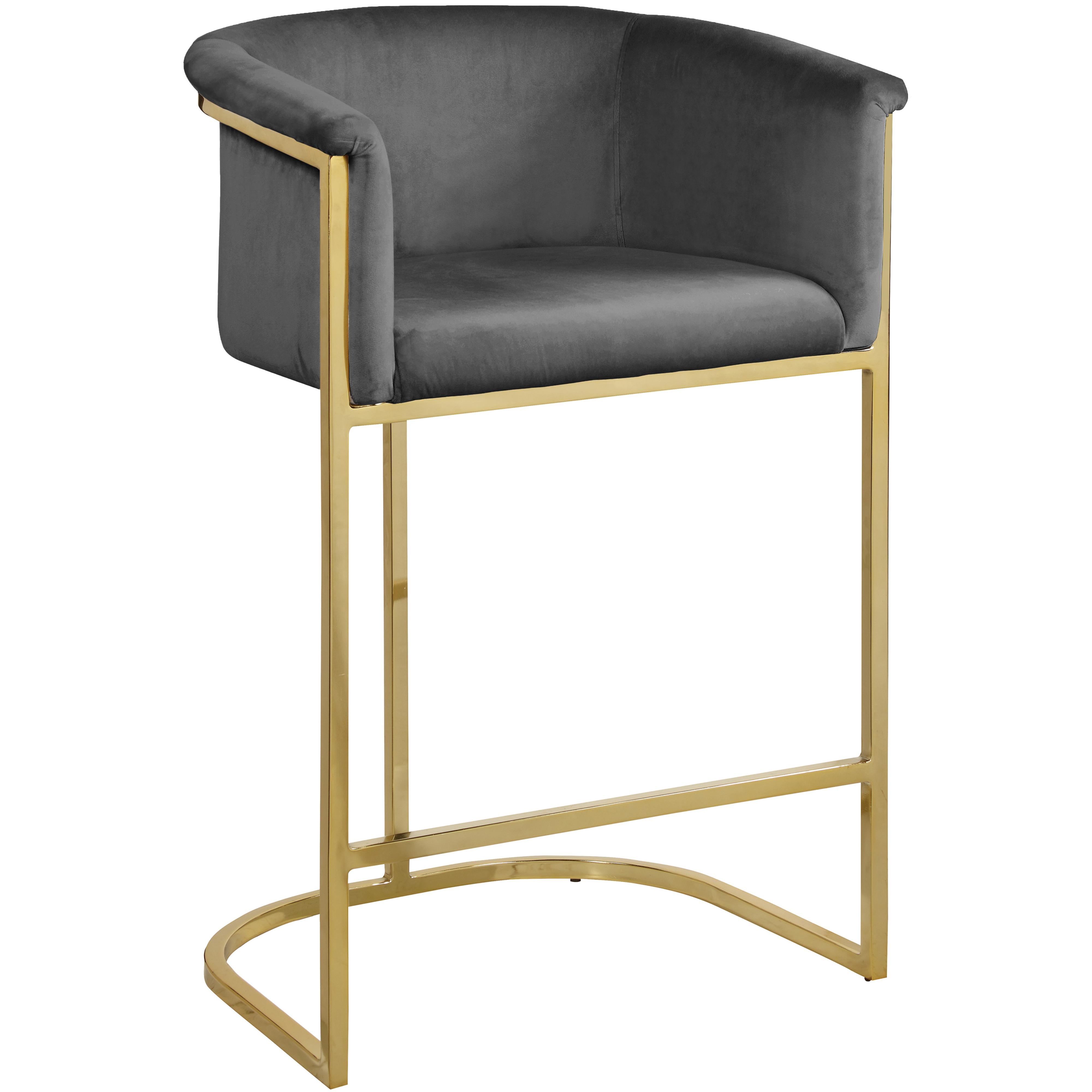 Meridian Donatella Grey Velvet Stool