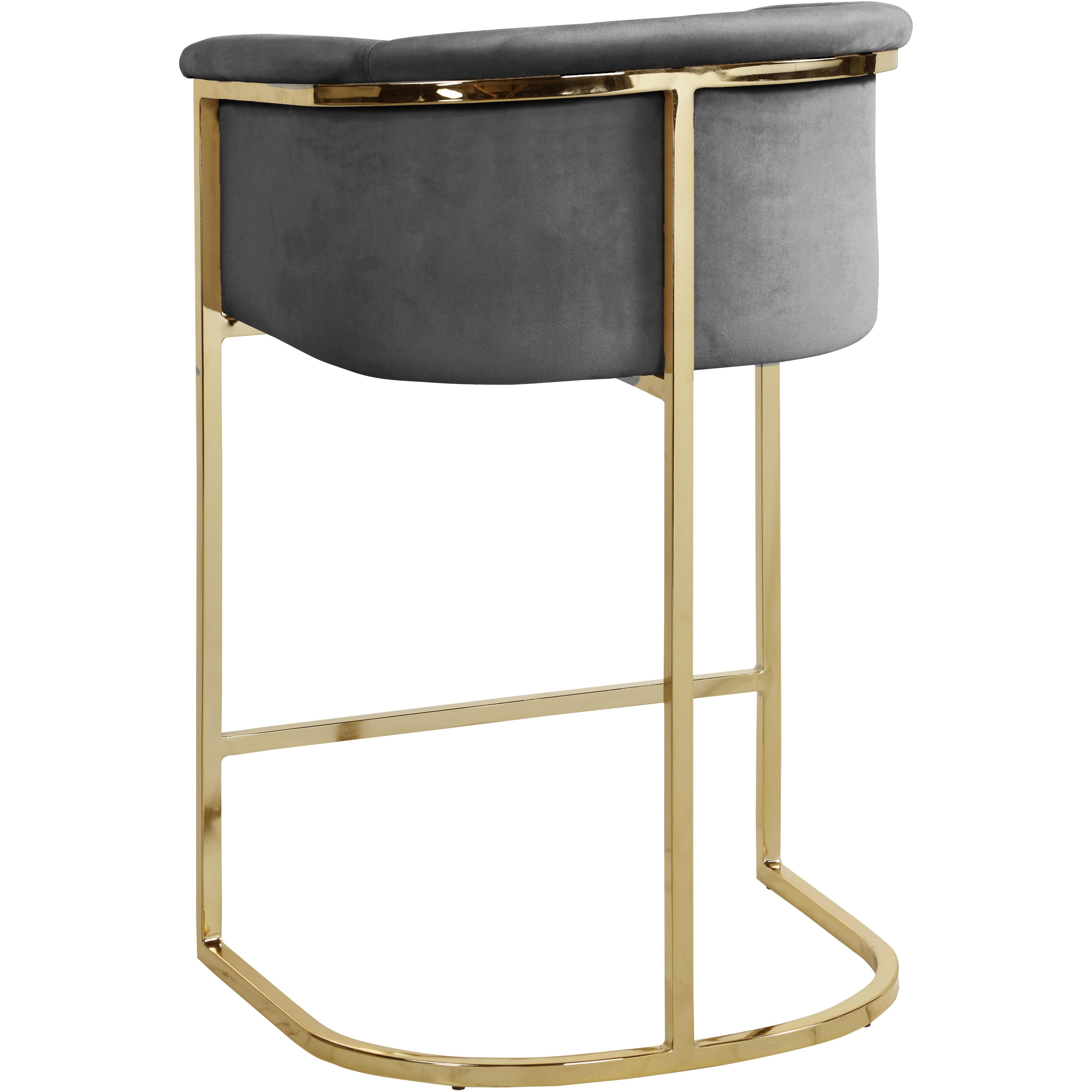 Meridian Donatella Grey Velvet Stool