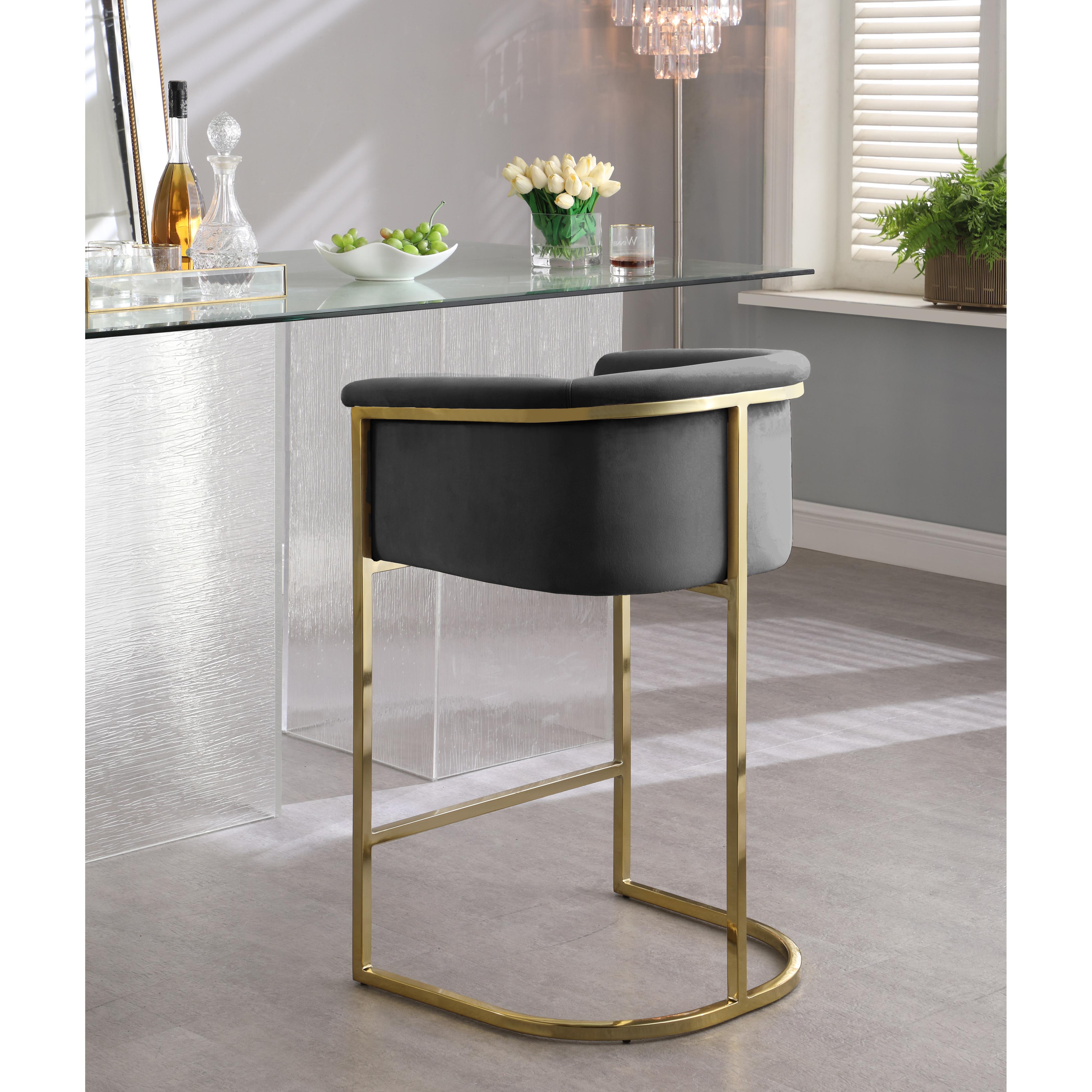 Meridian Donatella Grey Velvet Stool
