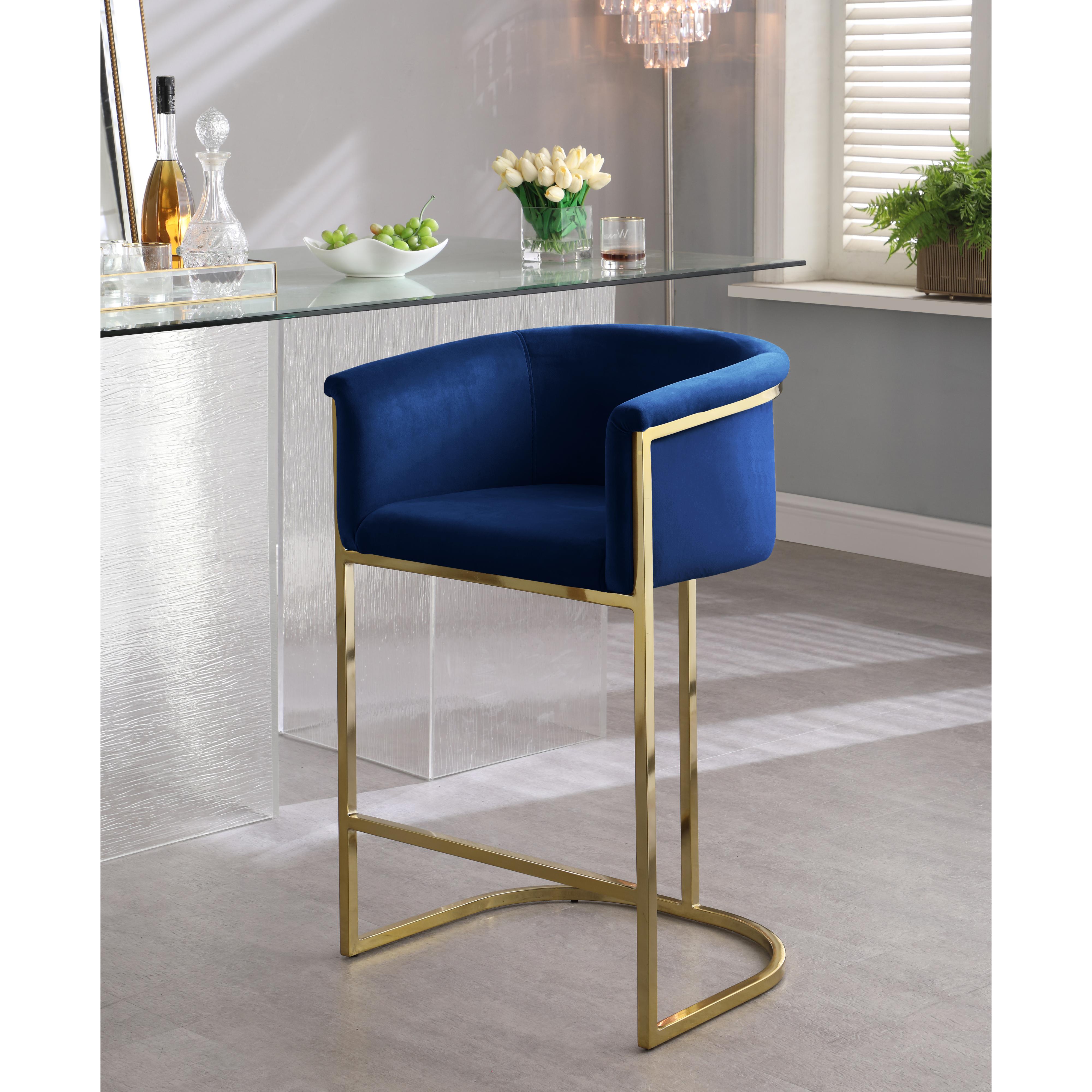 Meridian Donatella Navy Velvet Stool