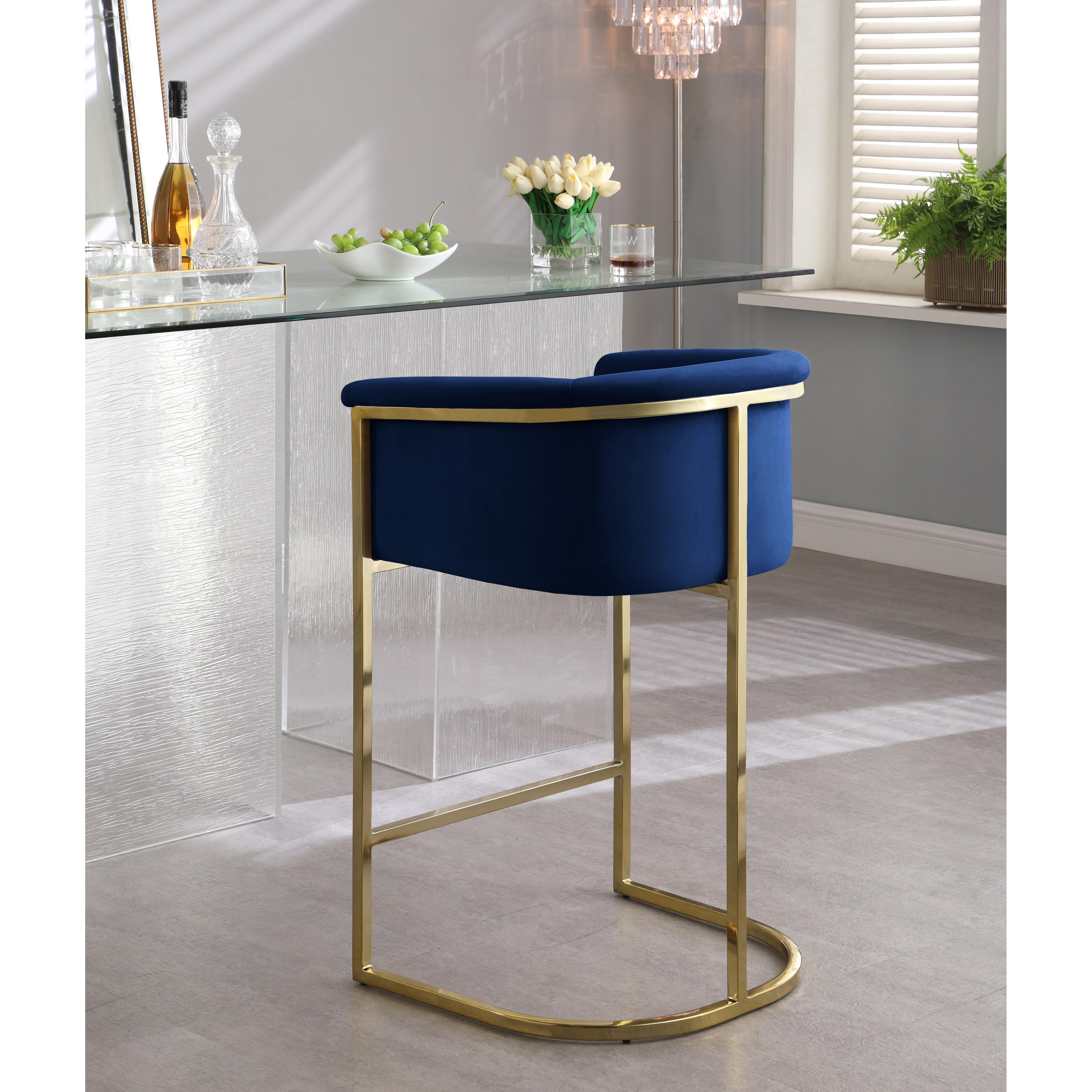 Meridian Donatella Navy Velvet Stool