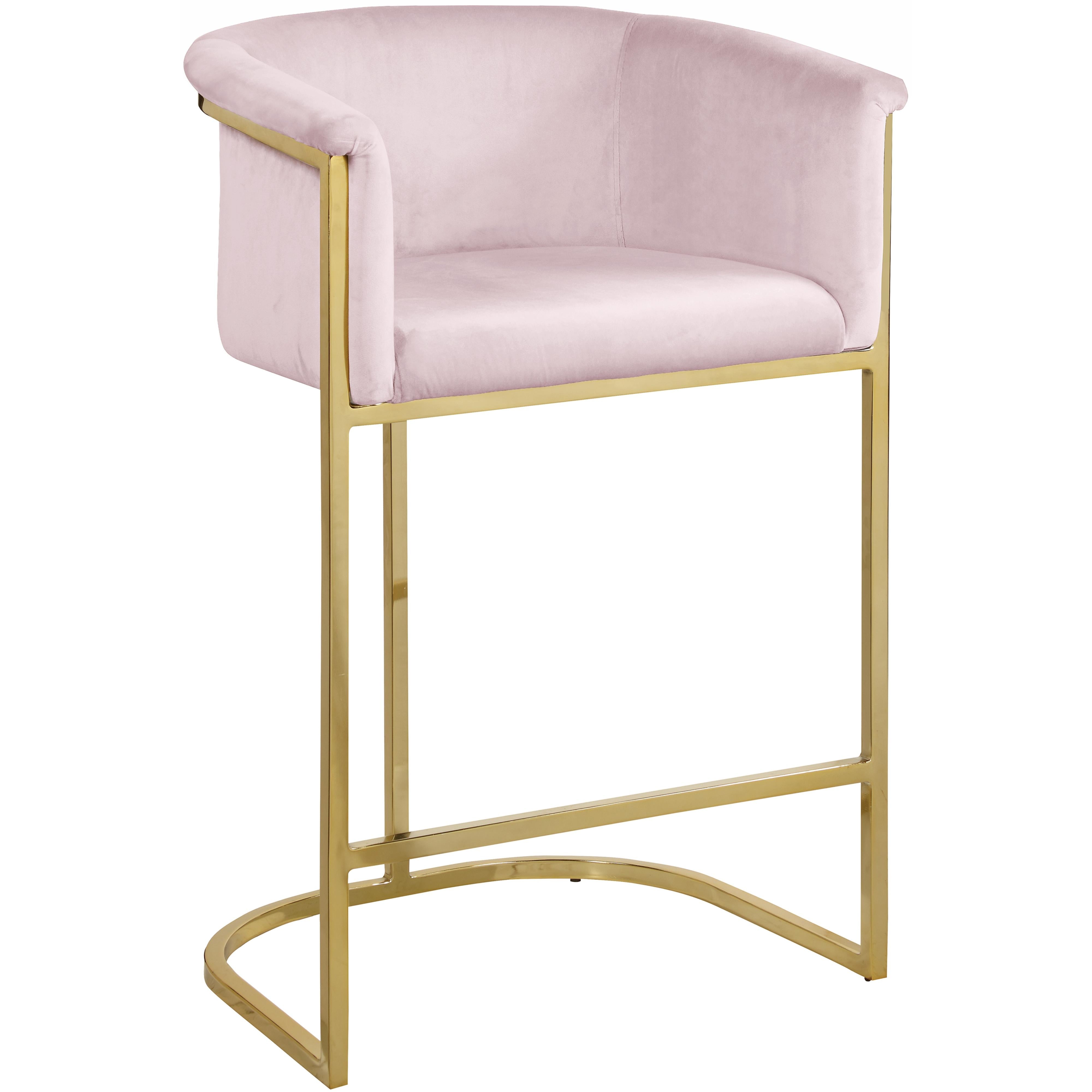Meridian Donatella Pink Velvet Stool