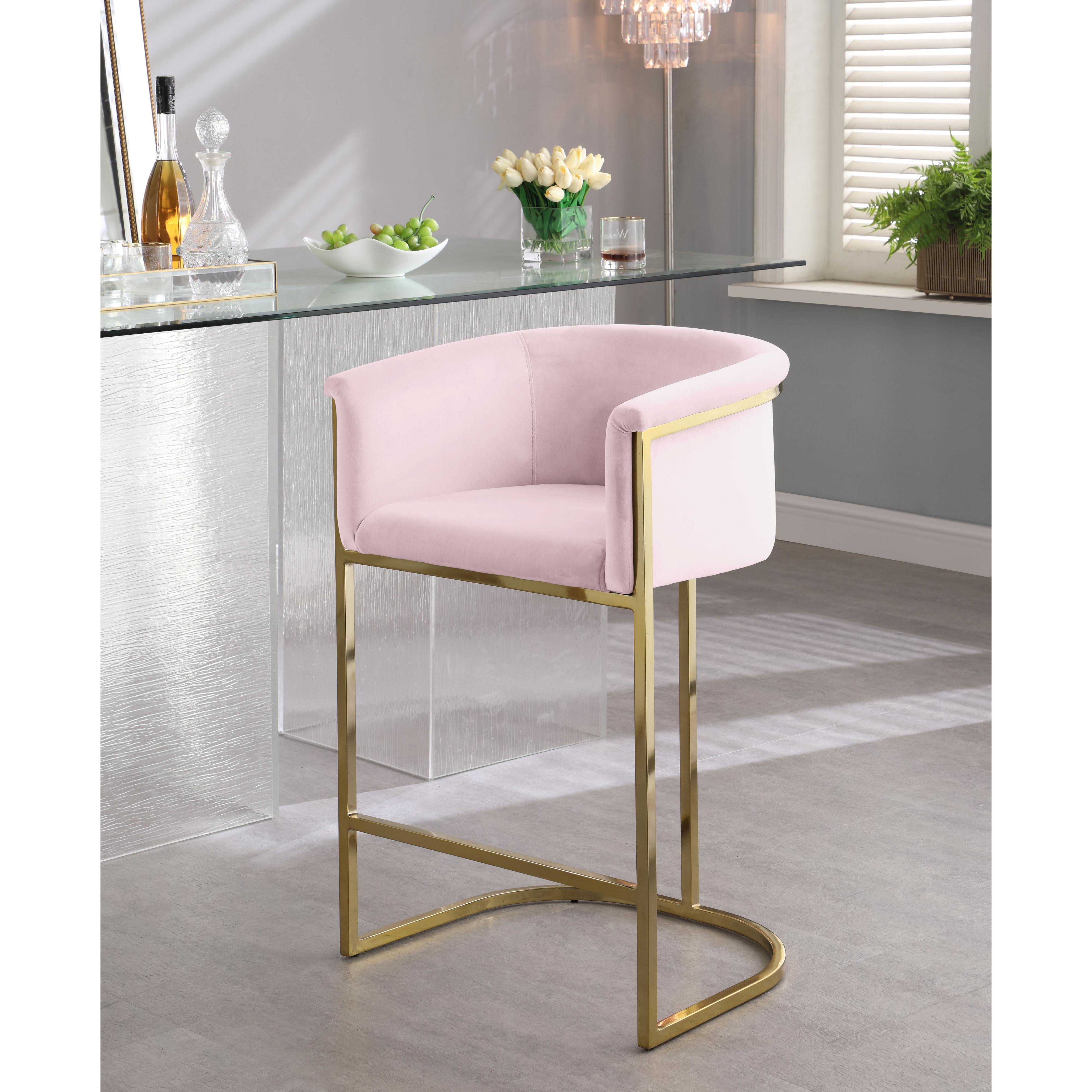 Meridian Donatella Pink Velvet Stool