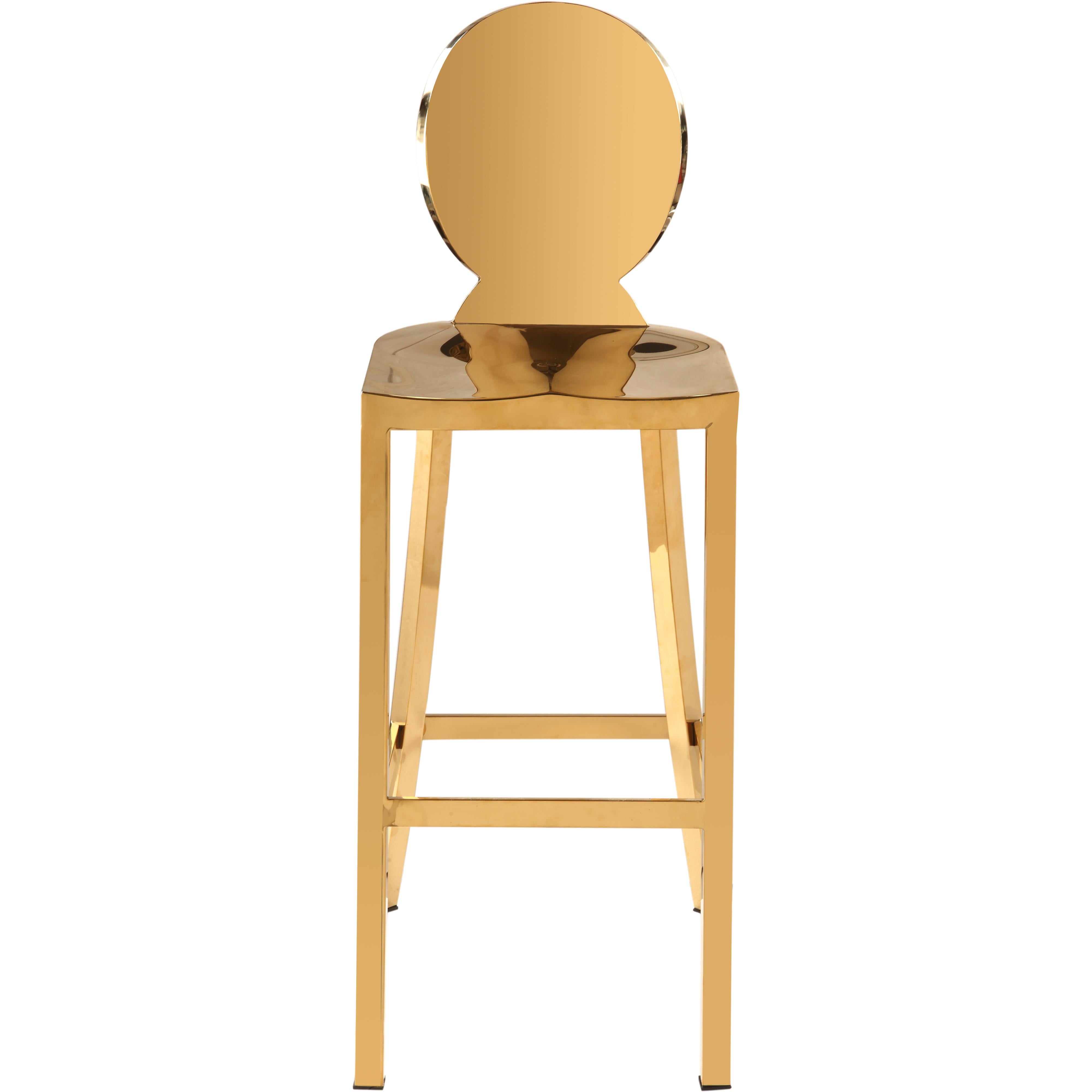 Meridian Maddox Gold Stainless Steel Stool