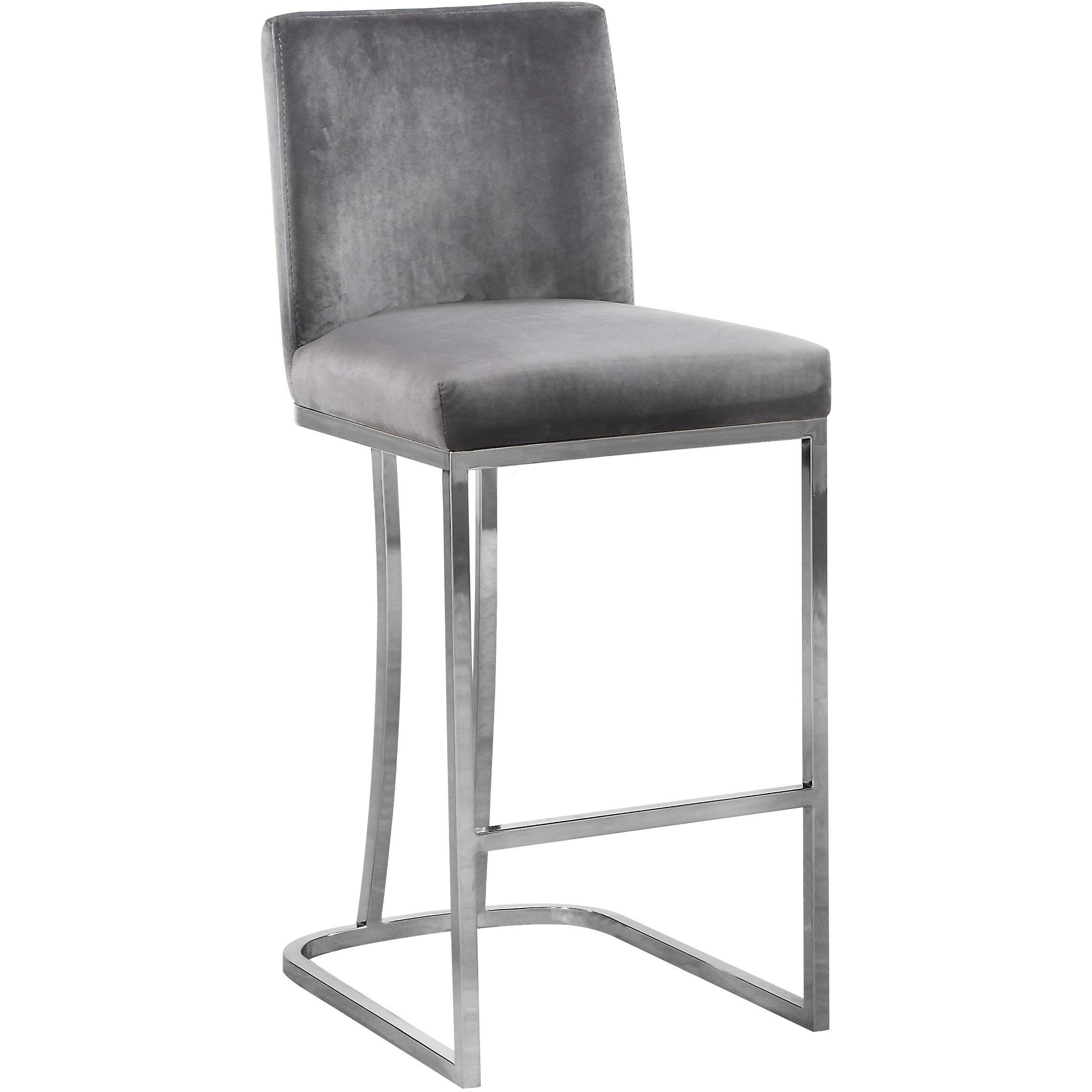 Meridian Heidi Grey Velvet Stool