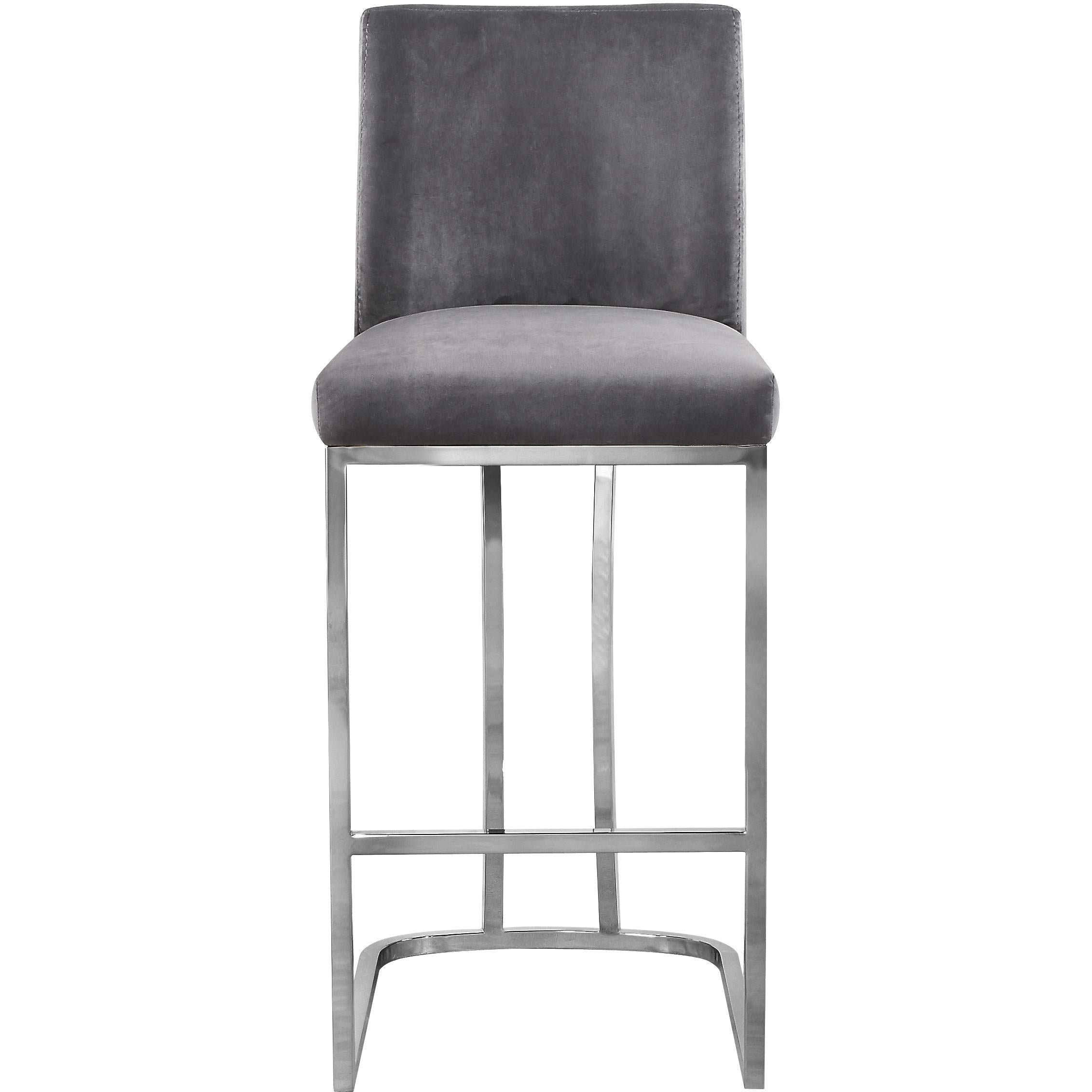 Meridian Heidi Grey Velvet Stool