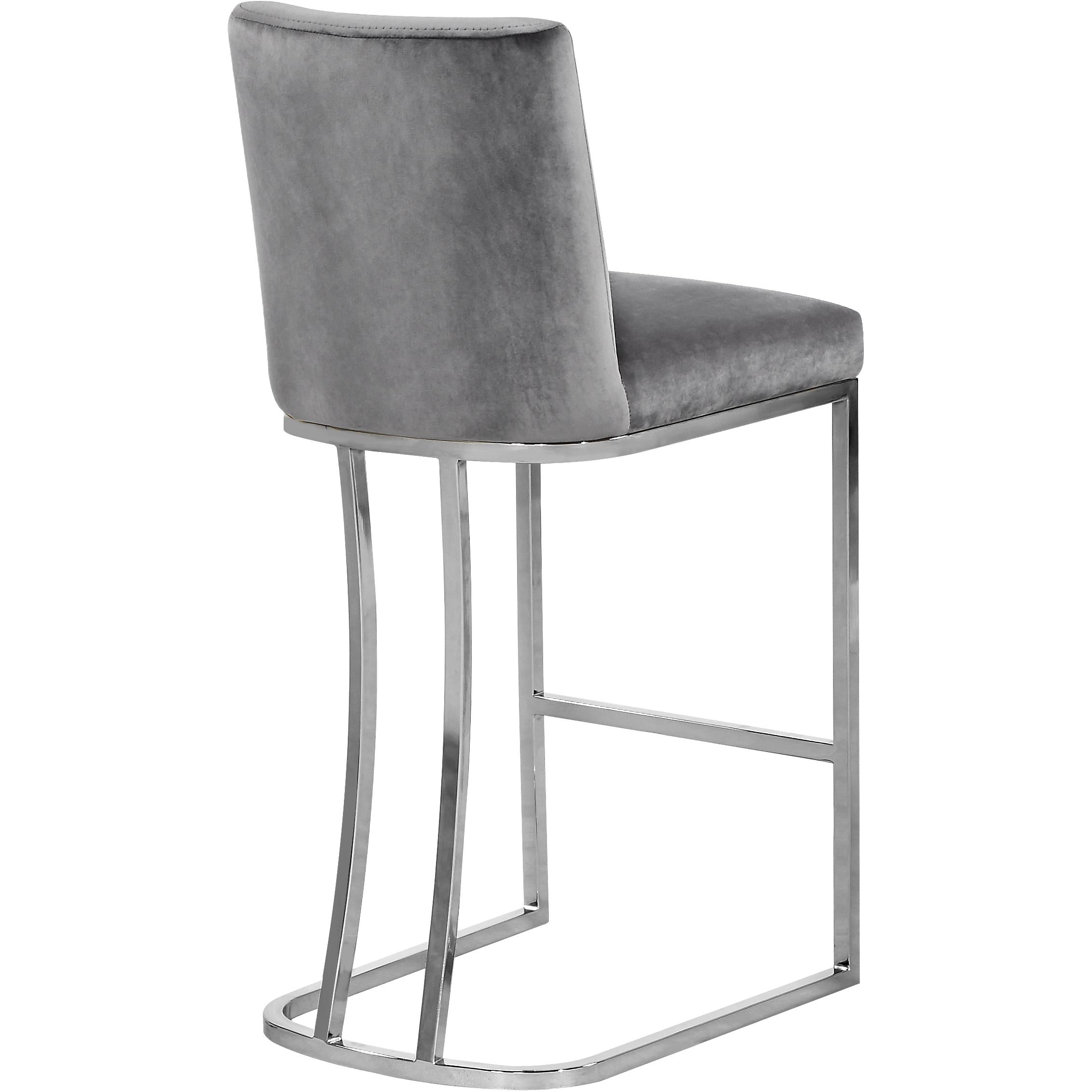 Meridian Heidi Grey Velvet Stool