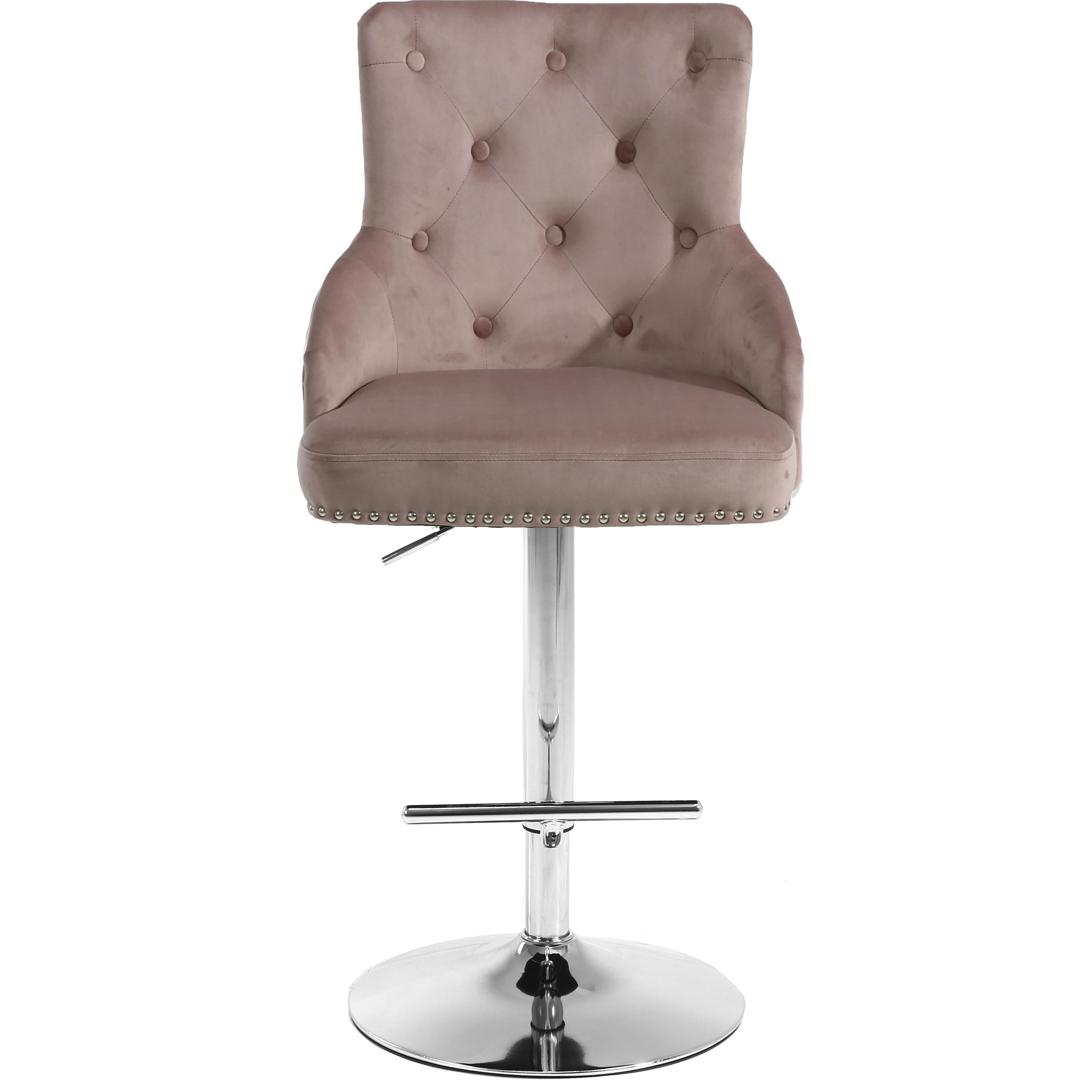 Meridian Claude Pink Velvet Adjustable Stool