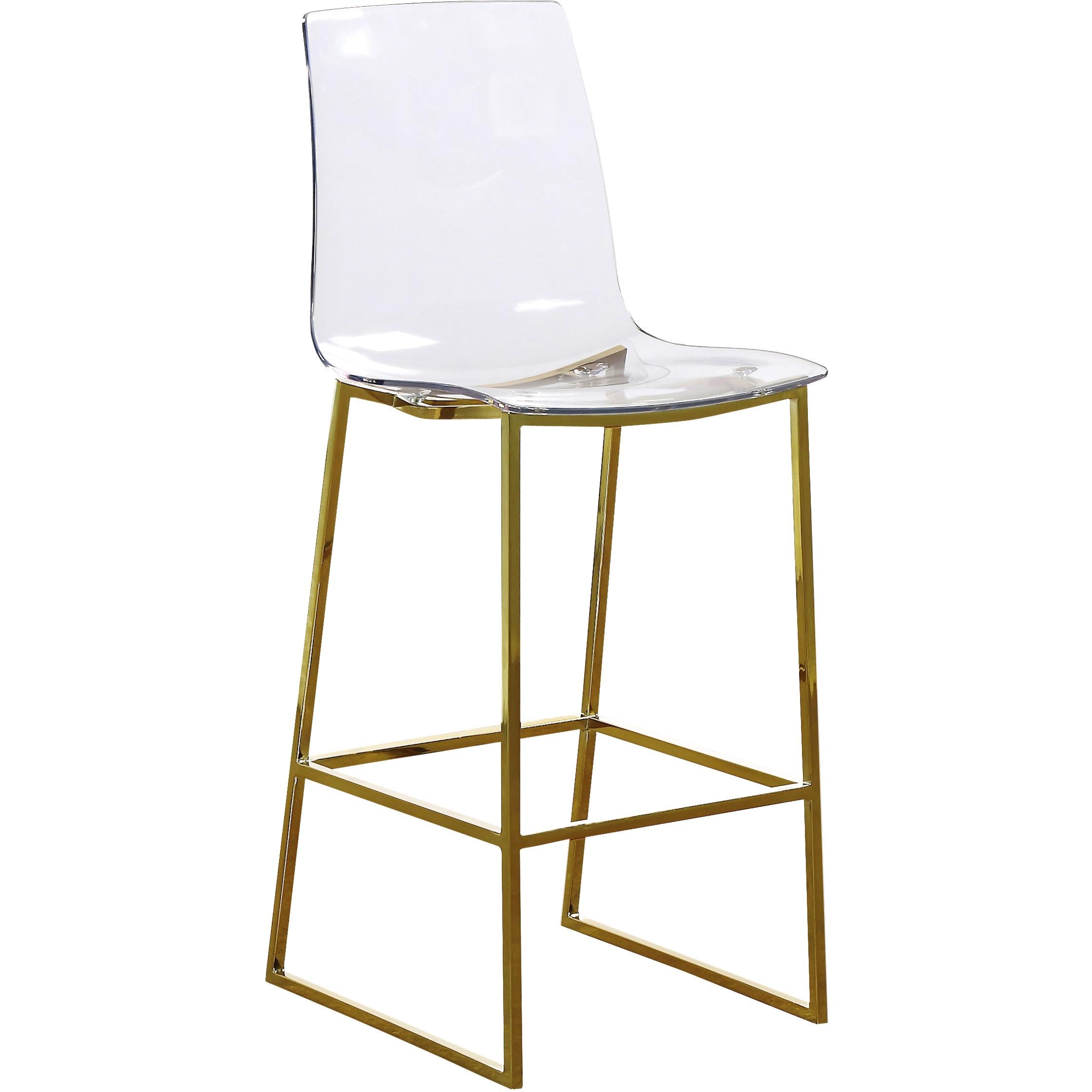 Meridian Lumen Gold Metal/Lucite Polycarbonate Stool