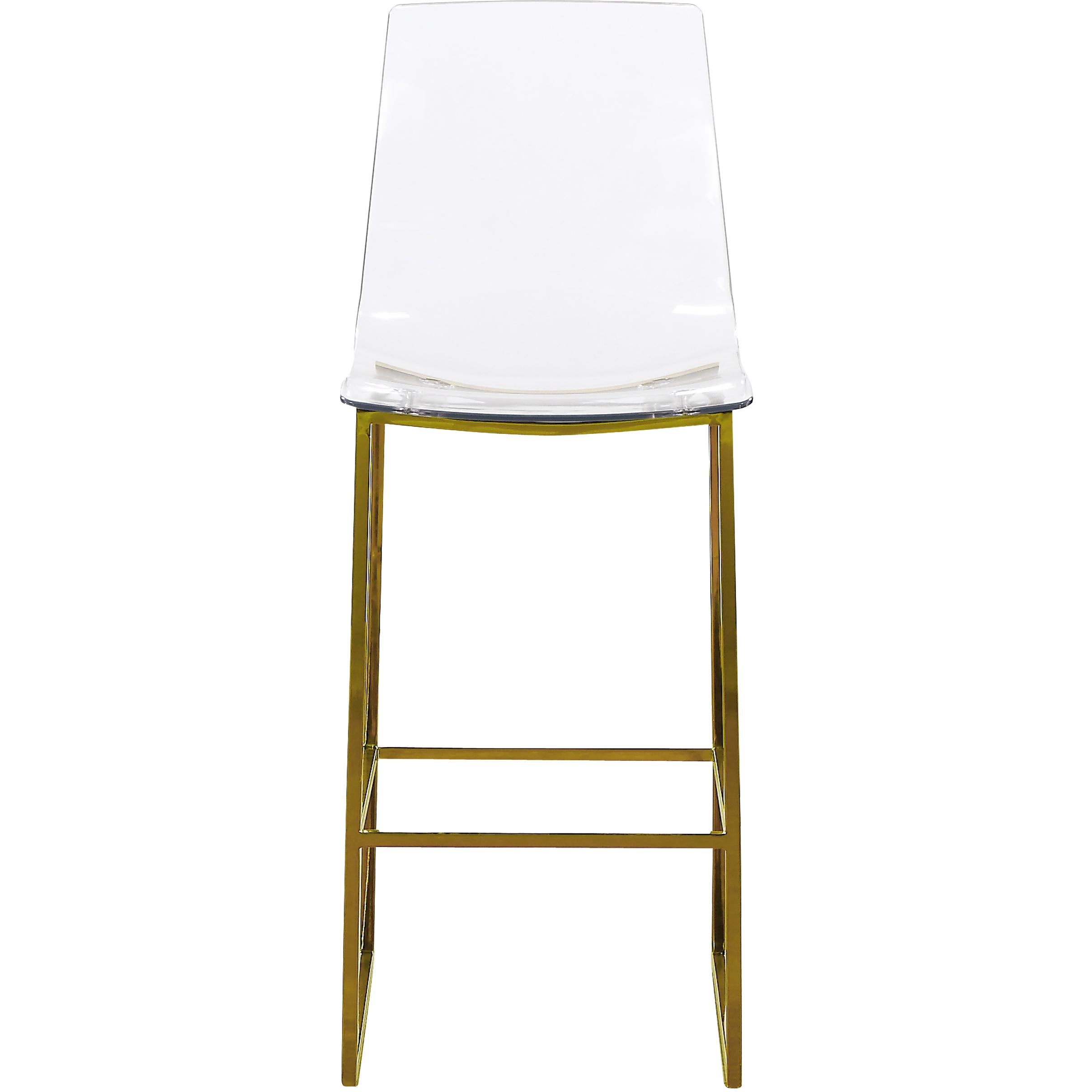 Meridian Lumen Gold Metal/Lucite Polycarbonate Stool