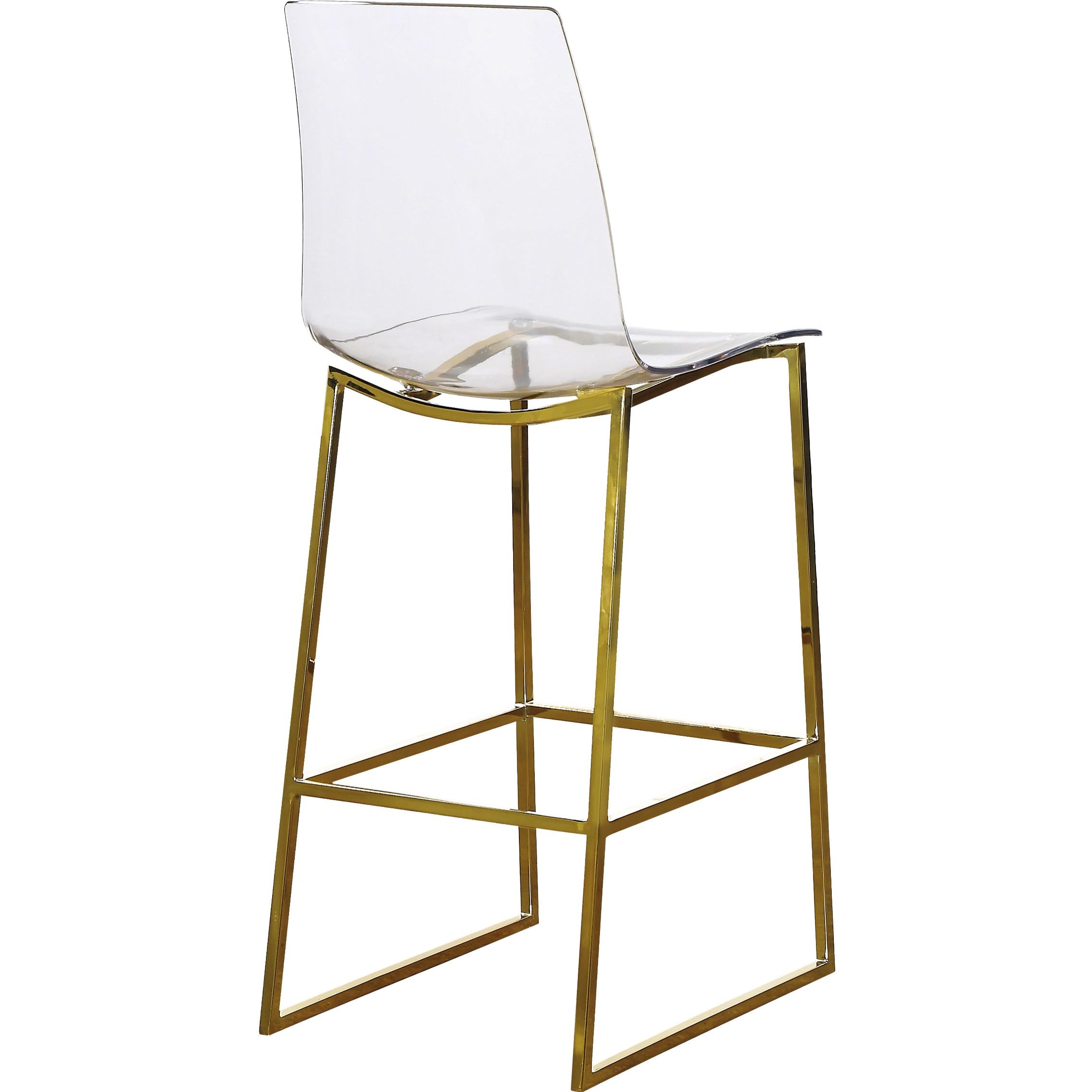 Meridian Lumen Gold Metal/Lucite Polycarbonate Stool
