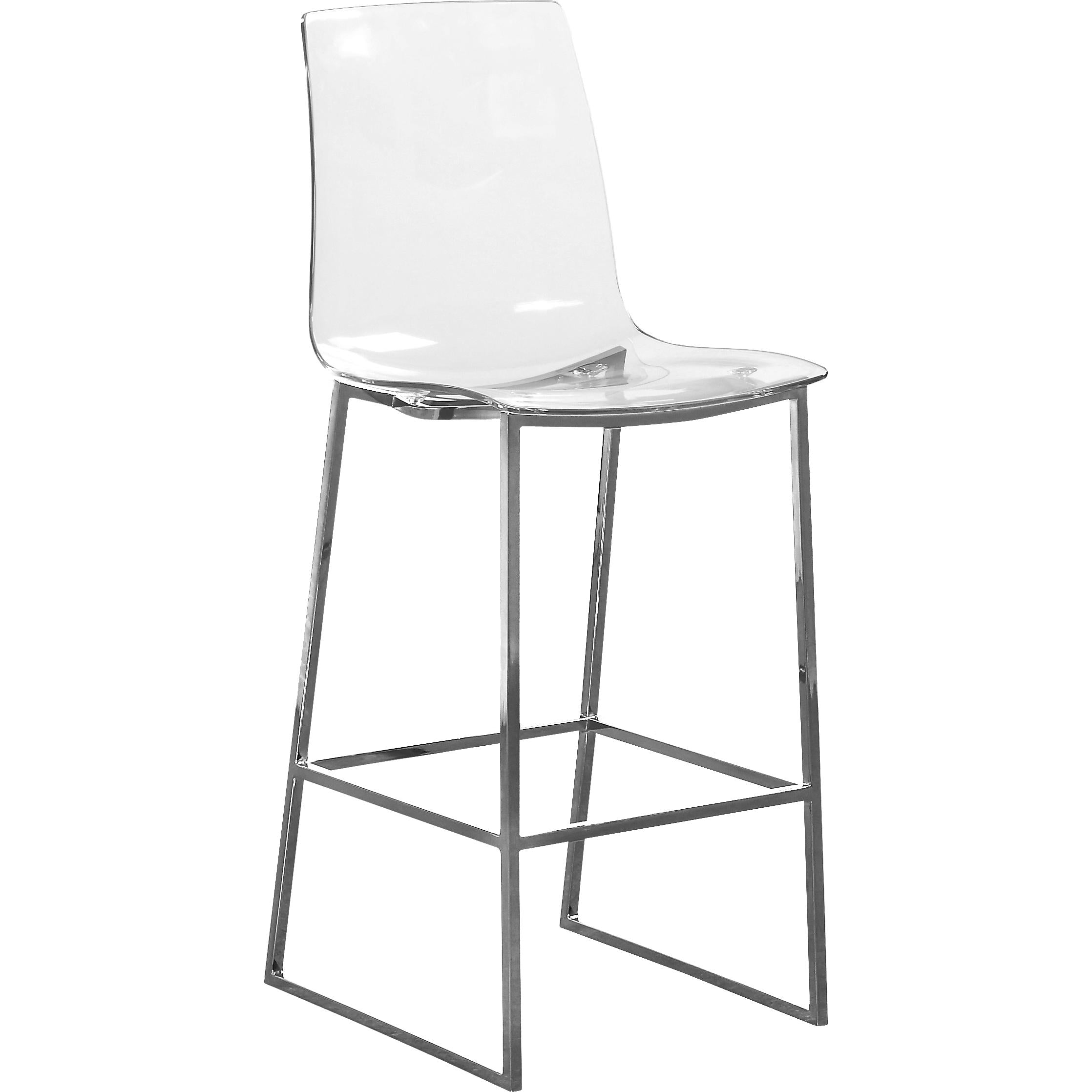 Meridian Lumen Chrome Metal/Lucite Polycarbonate Stool
