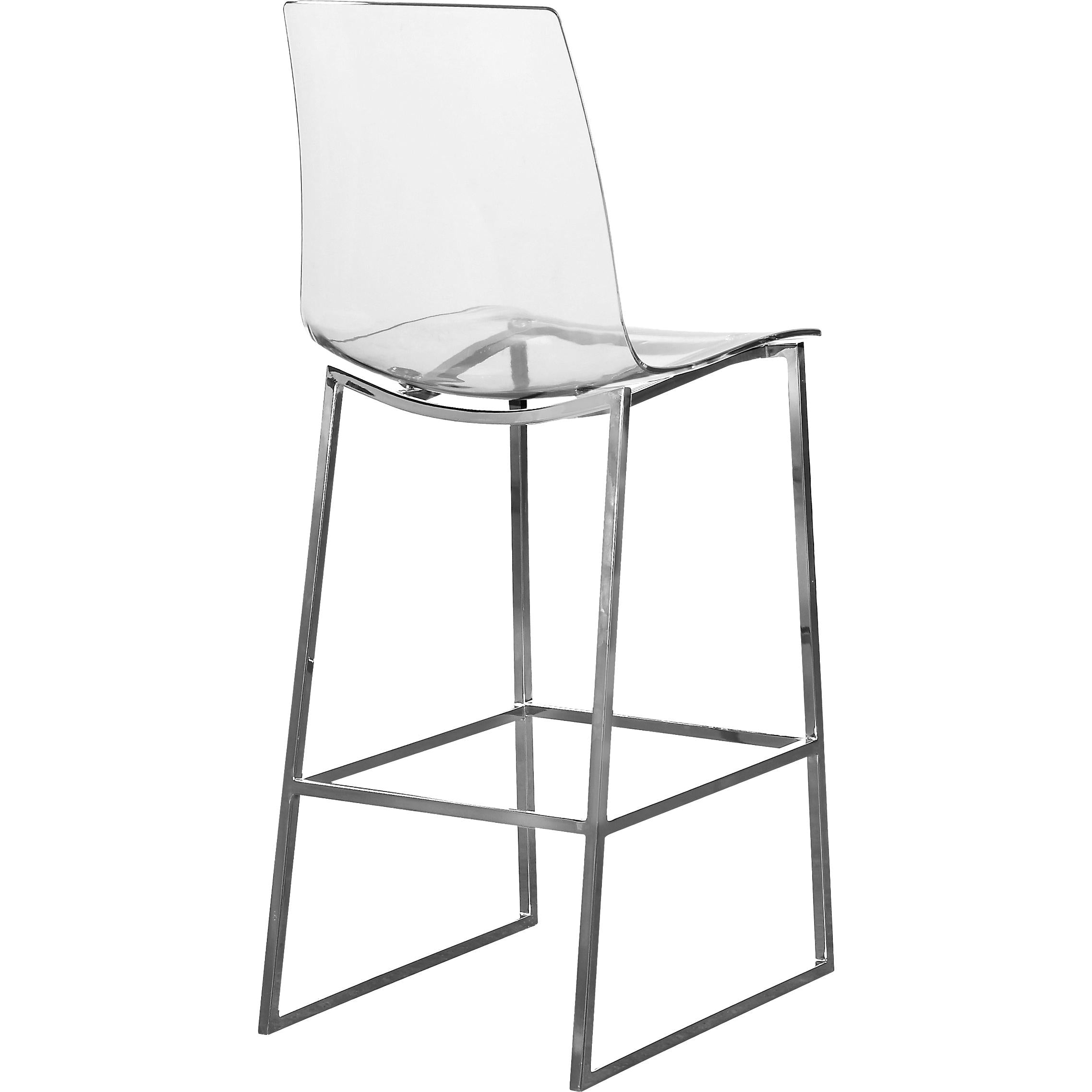 Meridian Lumen Chrome Metal/Lucite Polycarbonate Stool