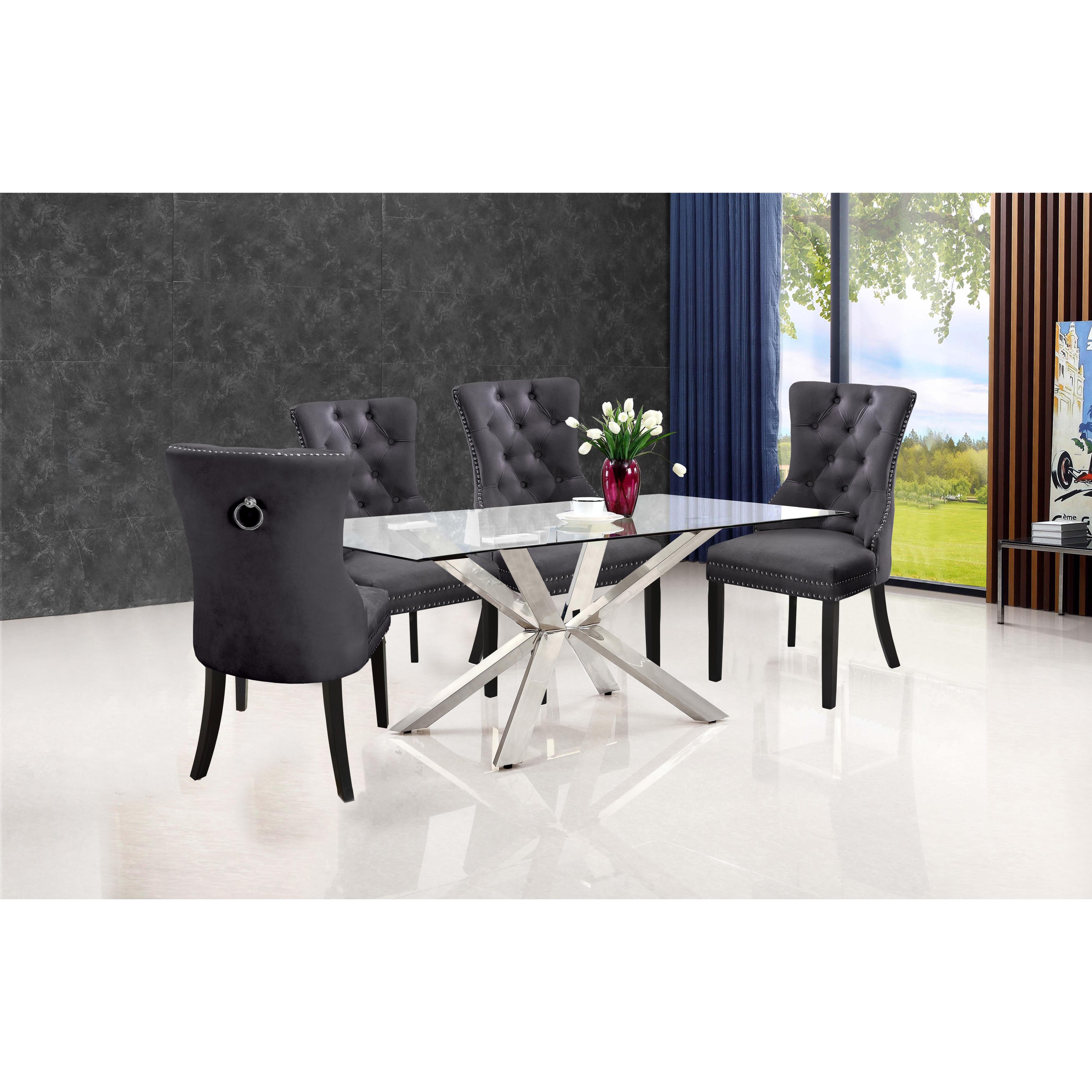 Meridian Nikki Grey Velvet Dining Chair