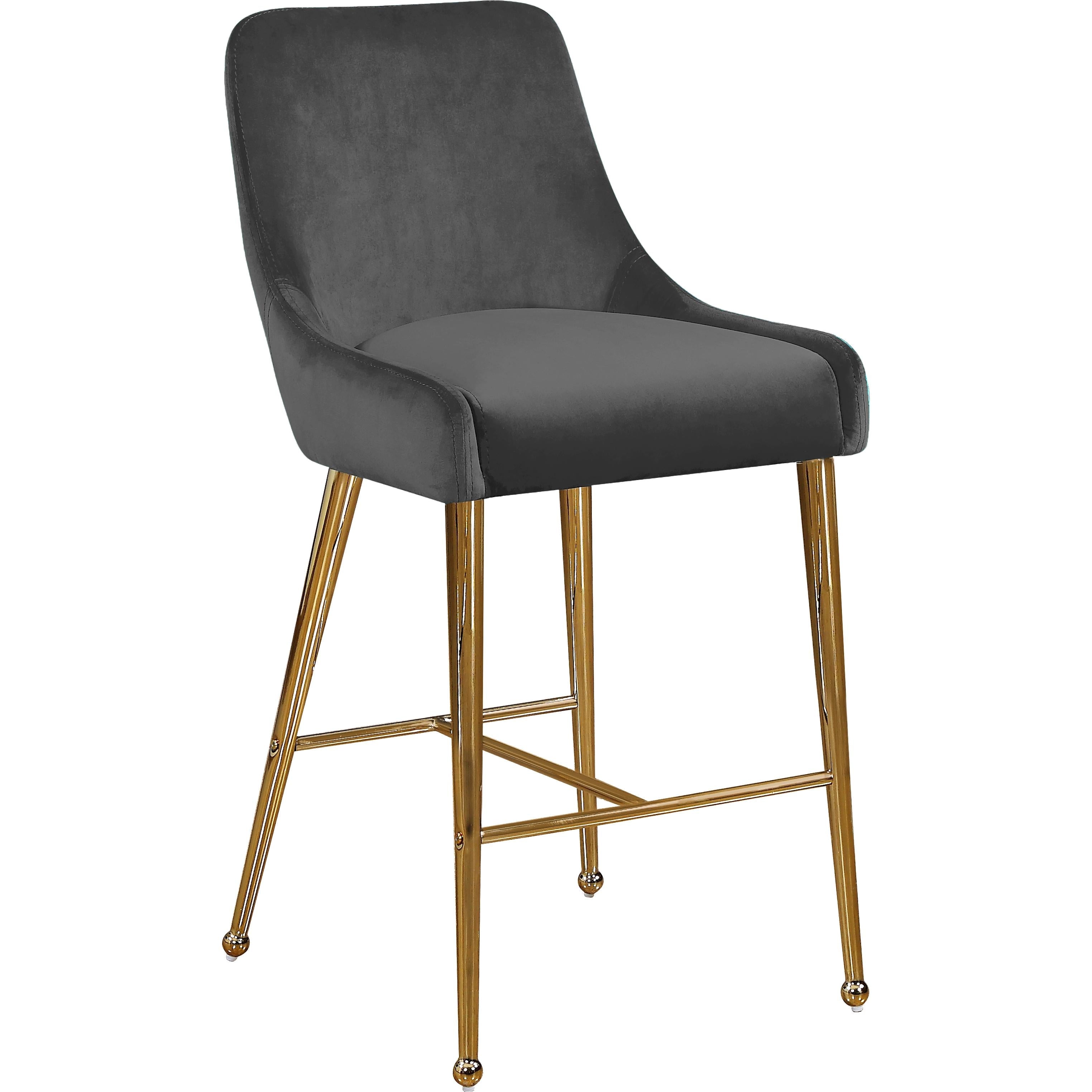 Meridian Owen Grey Velvet Stool